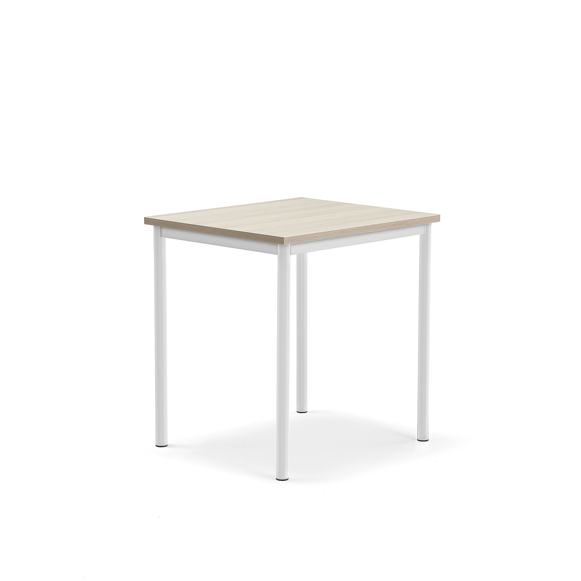 Stůl BORÅS PLUS, 700x600x720 mm, bílé nohy, HPL deska, jasan