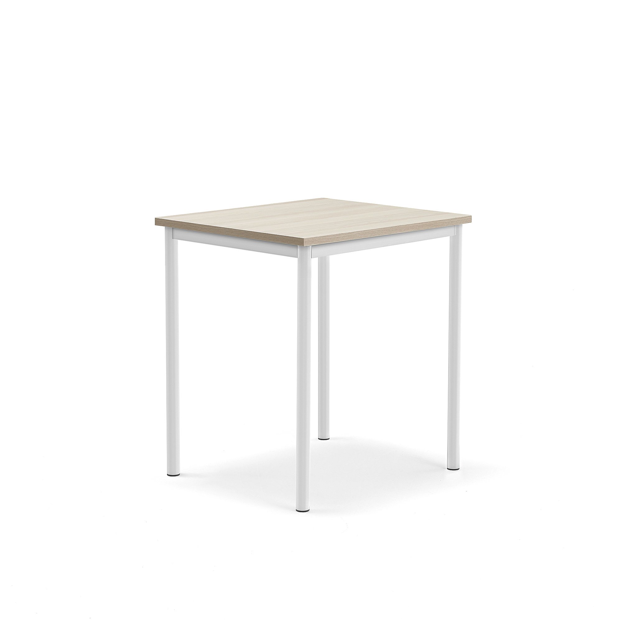 Stůl BORÅS PLUS, 700x600x760 mm, bílé nohy, HPL deska, jasan
