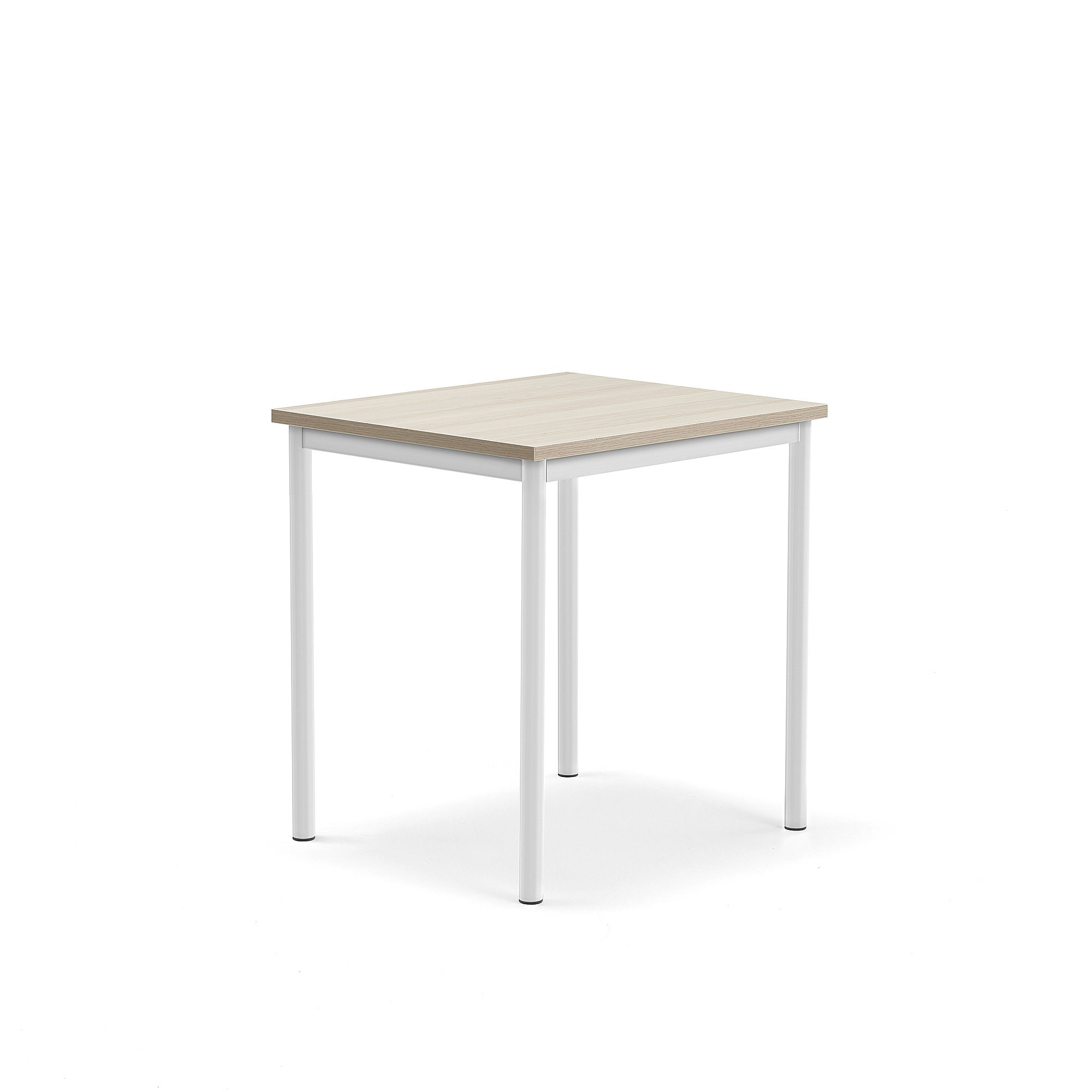 Stůl SONITUS PLUS, 700x600x720 mm, bílé nohy, HPL deska tlumící hluk, jasan