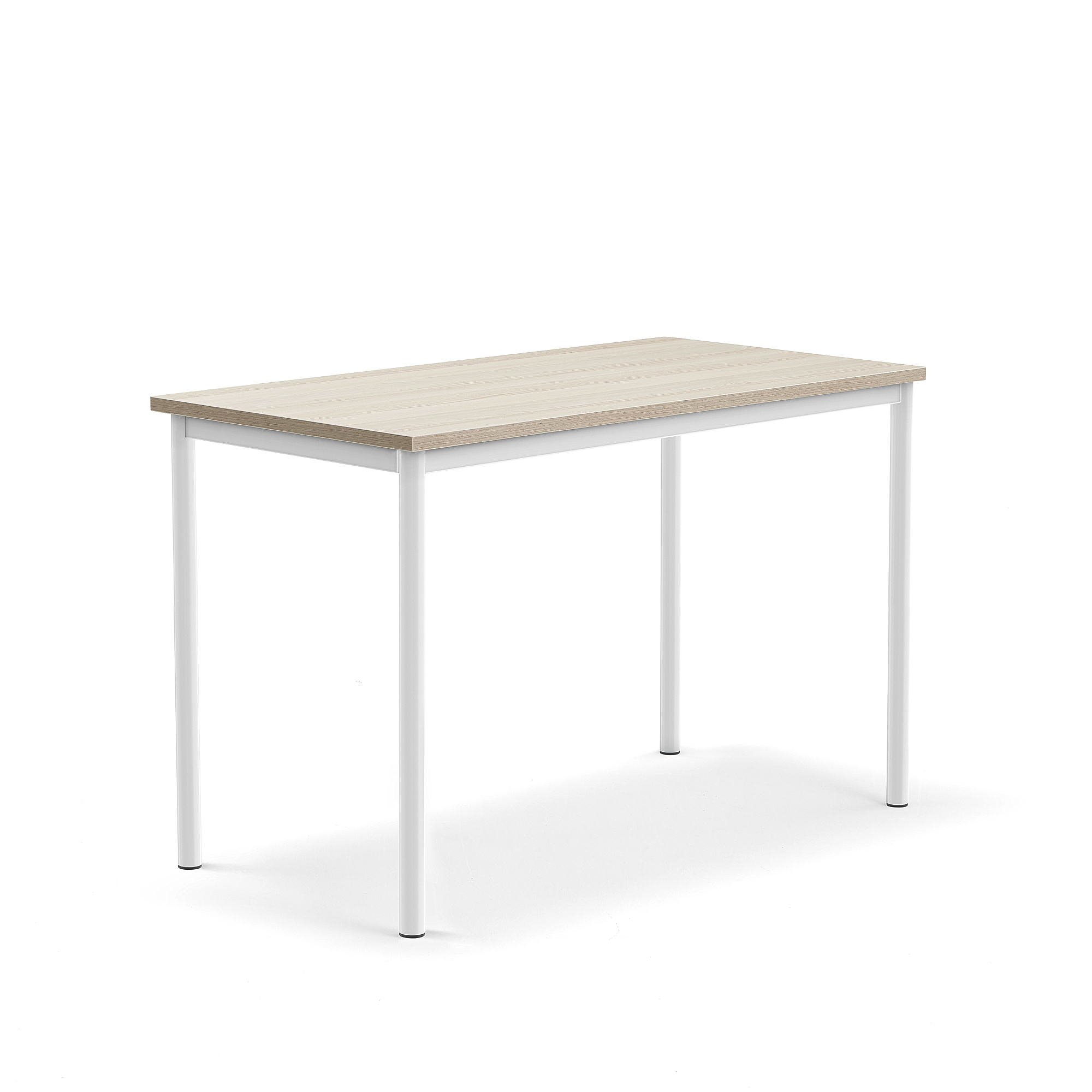 Stůl BORÅS PLUS, 1200x600x760 mm, bílé nohy, HPL deska, jasan