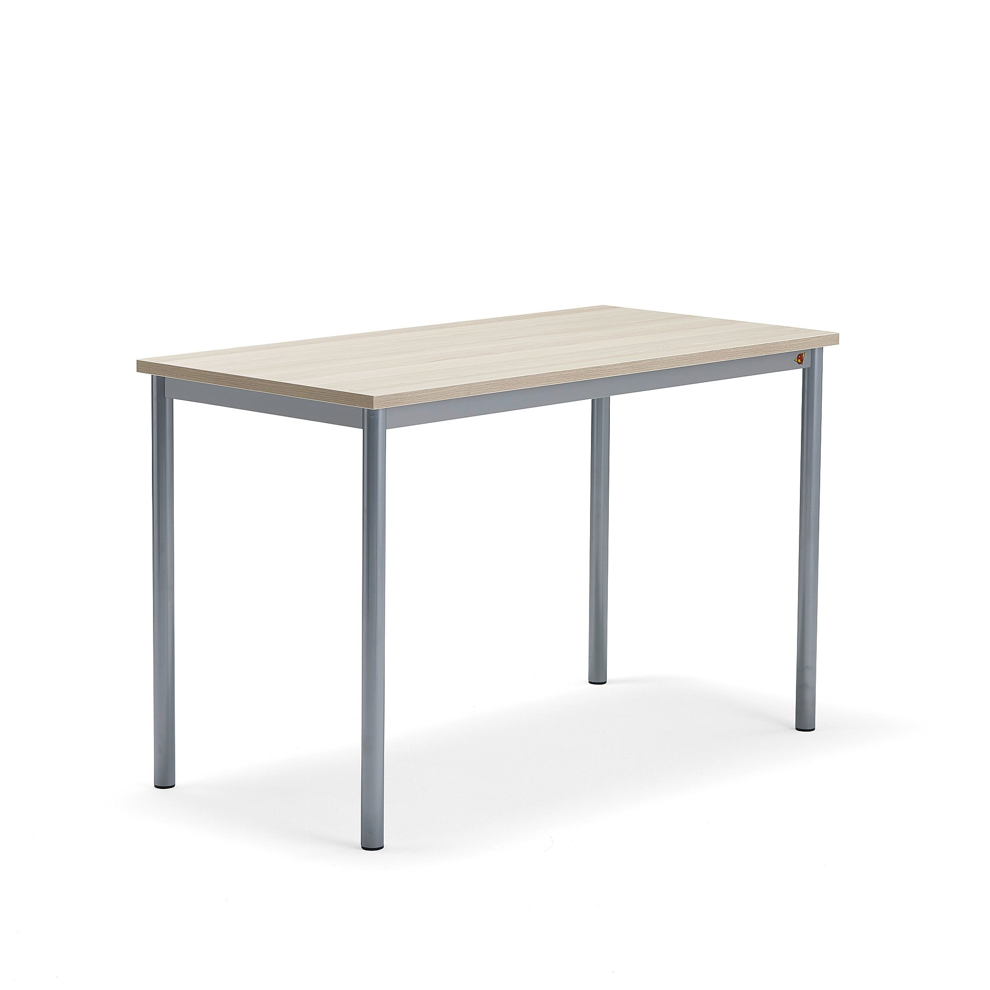Stůl SONITUS PLUS, 1200x600x760 mm, stříbrné nohy, HPL deska tlumící hluk, jasan
