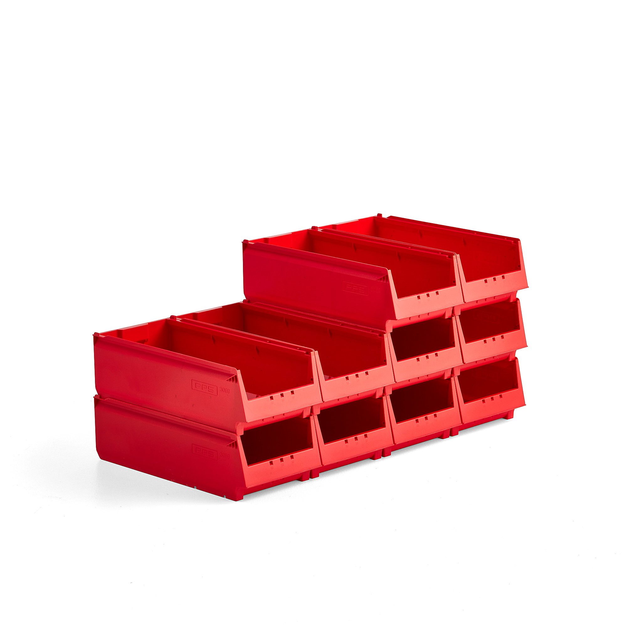 Plastové boxy AJ 9000, séria-69, 500x230x150 mm, 10 ks, červená