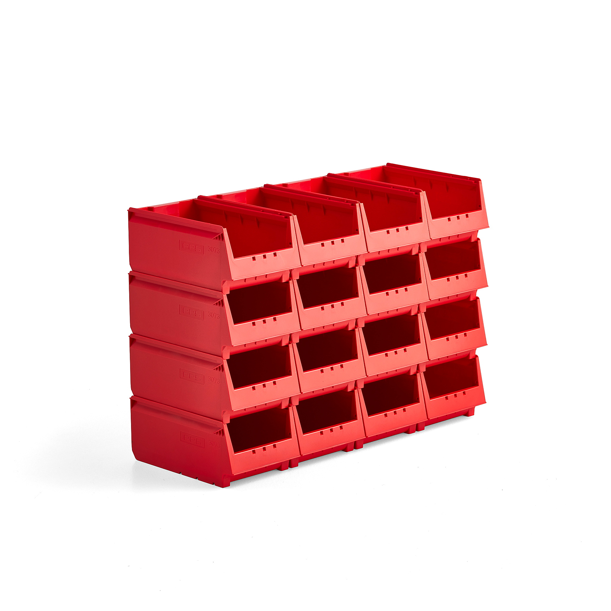 Plastové boxy AJ 9000, séria-73, 350x206x155 mm, 16 ks, červená