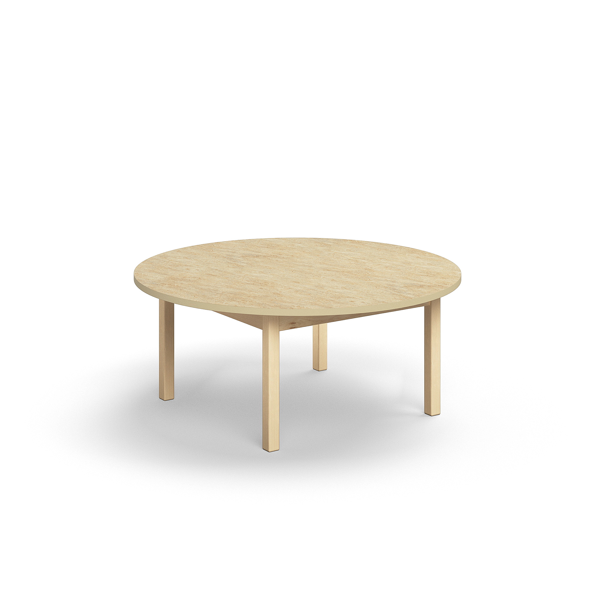 Stůl DECIBEL, Ø1200x530 mm, akustické linoleum, bříza/béžová