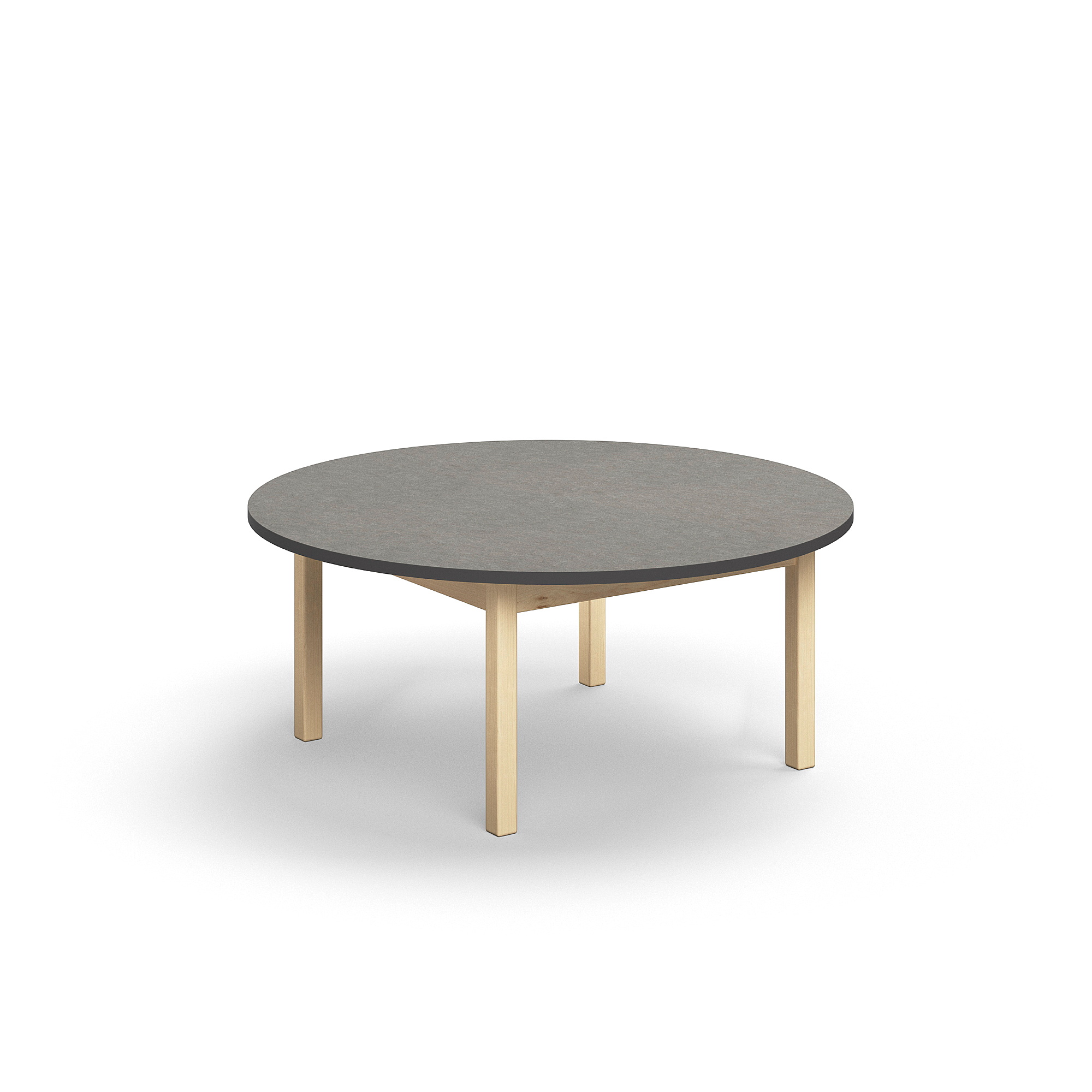 Levně Stůl DECIBEL, Ø1200x530 mm, akustické linoleum, bříza/tmavě šedá