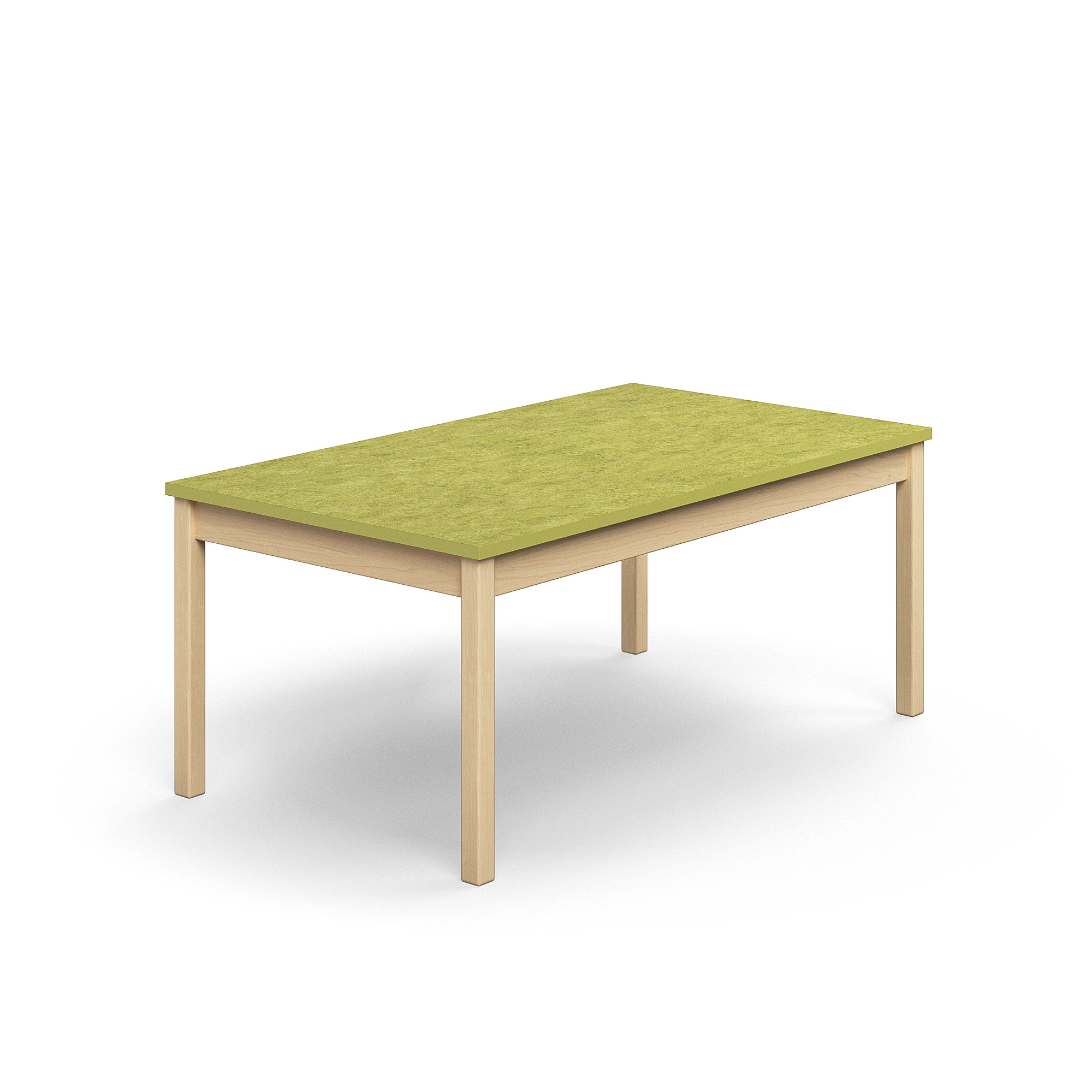 Stůl DECIBEL, 1400x800x590 mm, akustické linoleum, bříza/limetkově zelená