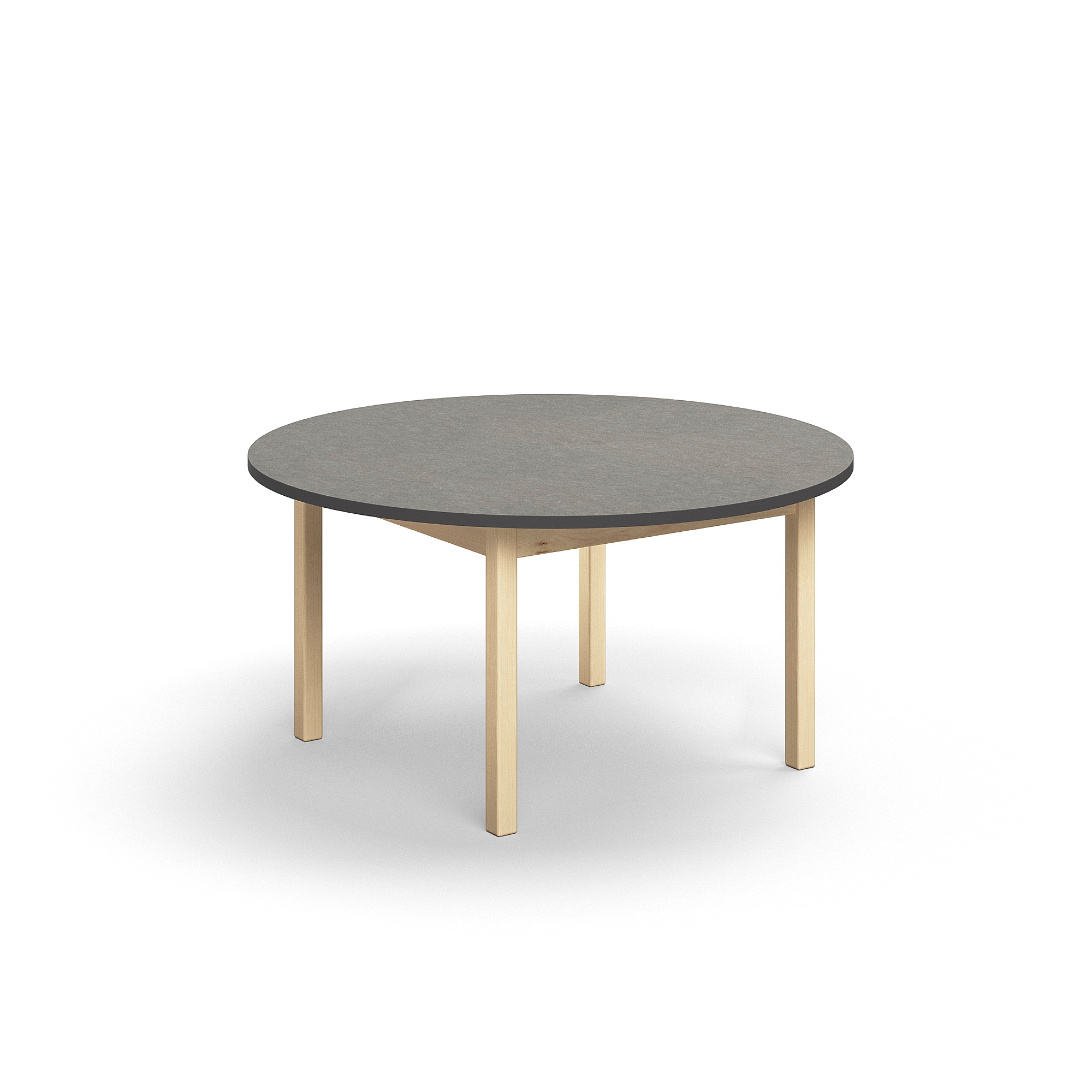 Stůl DECIBEL, Ø1200x590 mm, akustické linoleum, bříza/tmavě šedá