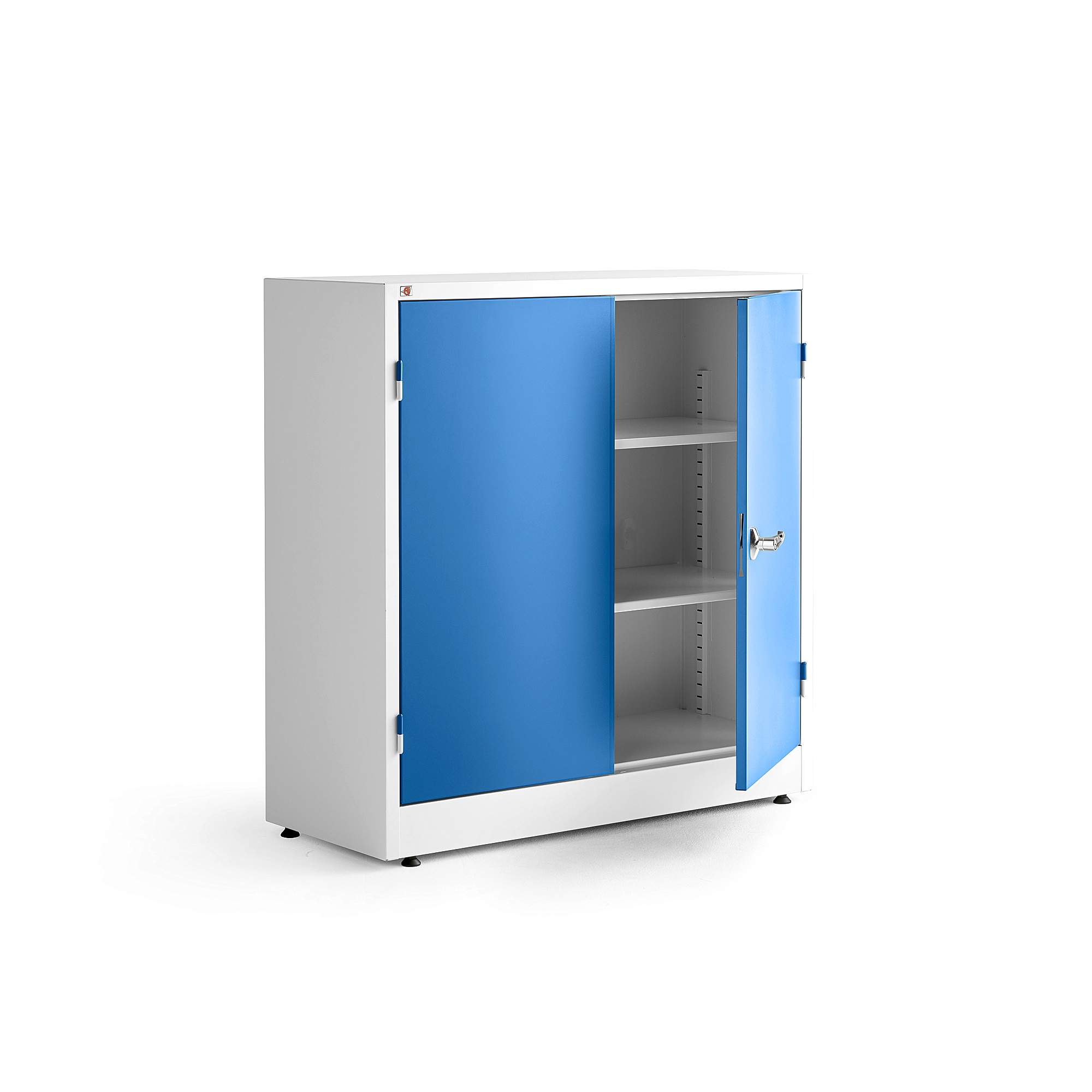 Levně Kovová skříň STYLE, 1000x1000x400 mm, bílá, modré dveře