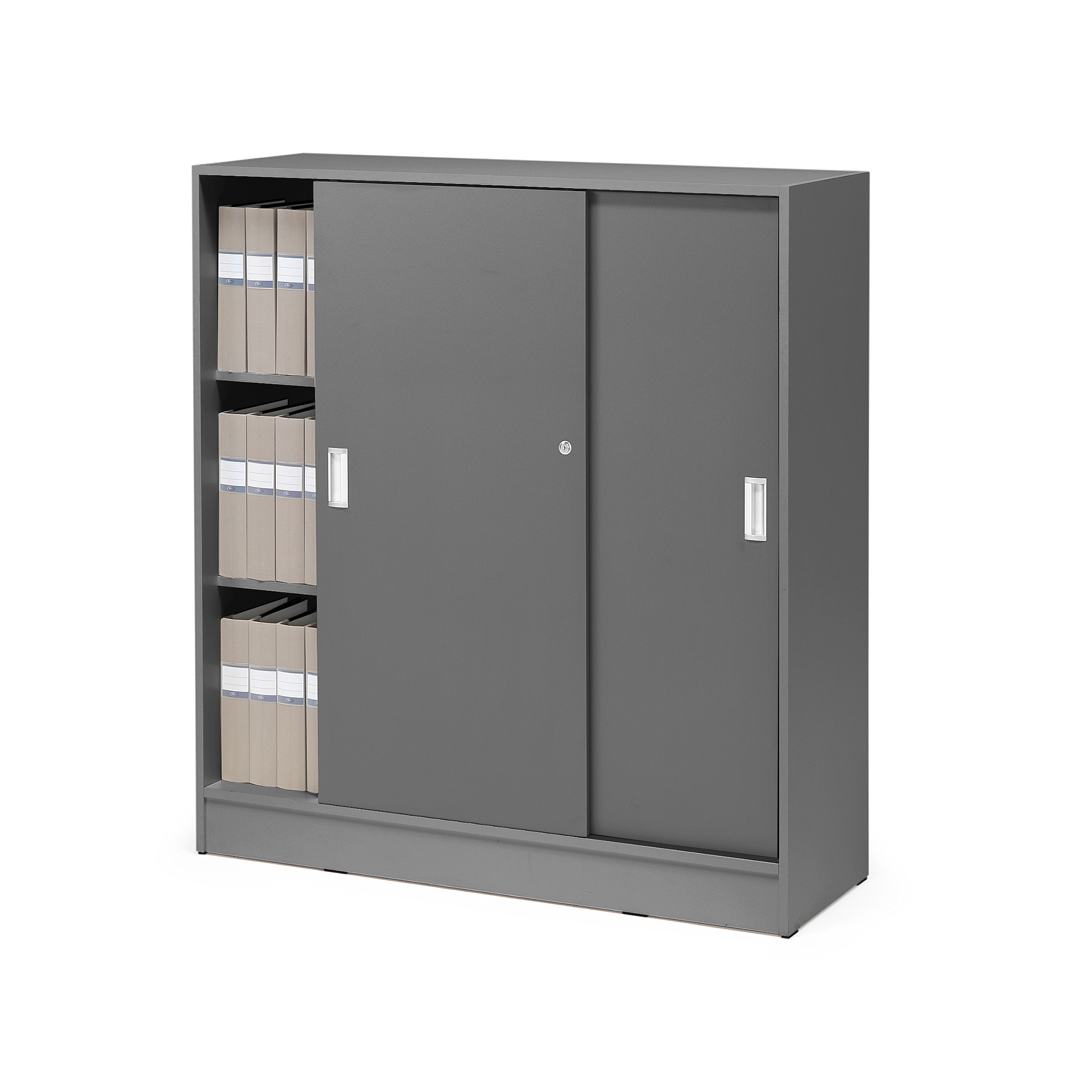 E-shop Kancelárska skriňa FLEXUS s posuvnými dverami, 1325x1200x415 mm, šedá