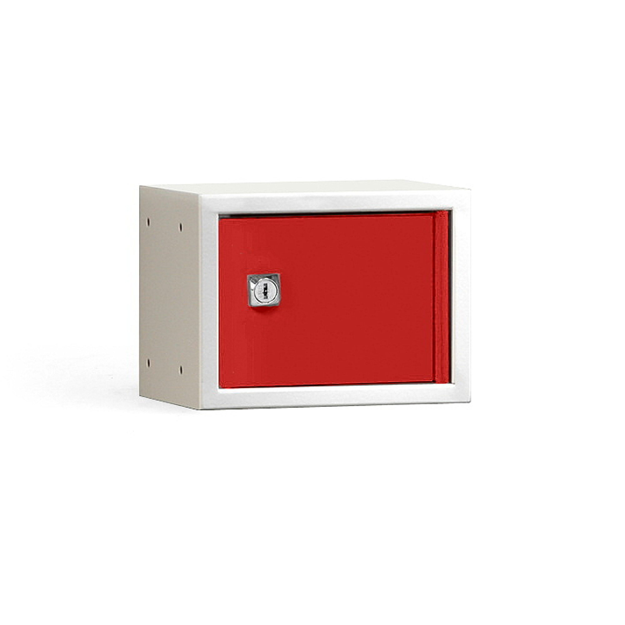 Box na osobní věci CUBE, 150x200x150 mm, šedá/červené dveře