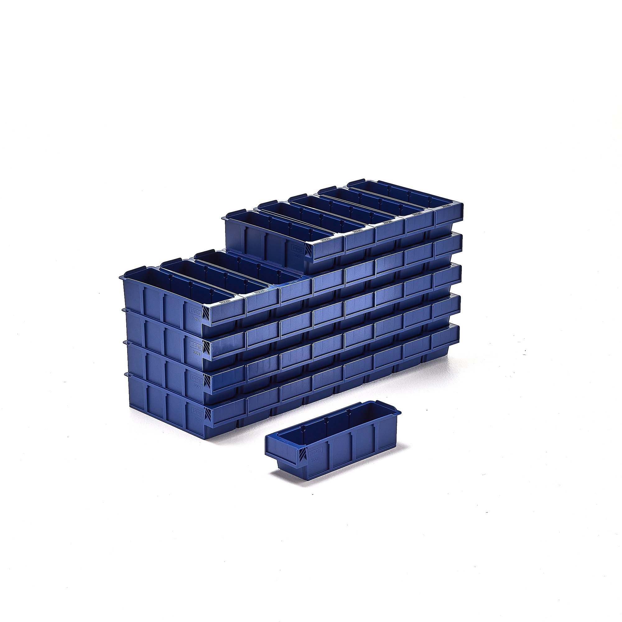 Plastový box DETAIL, pre 3 deliacich priečok, 300x94x80 mm, modrá, 36 ks