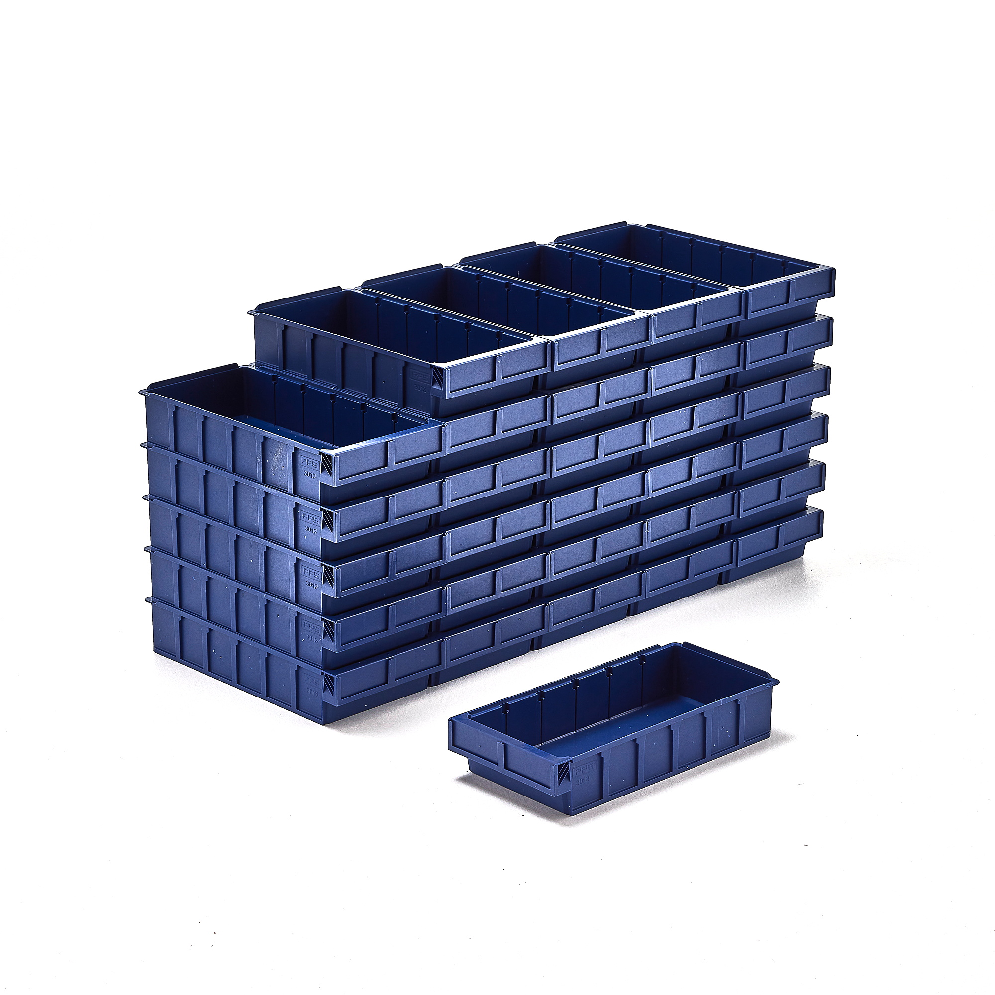 Plastový box DETAIL, pre 5 deliacich priečok, 400x188x80 mm, modrá, 30 ks