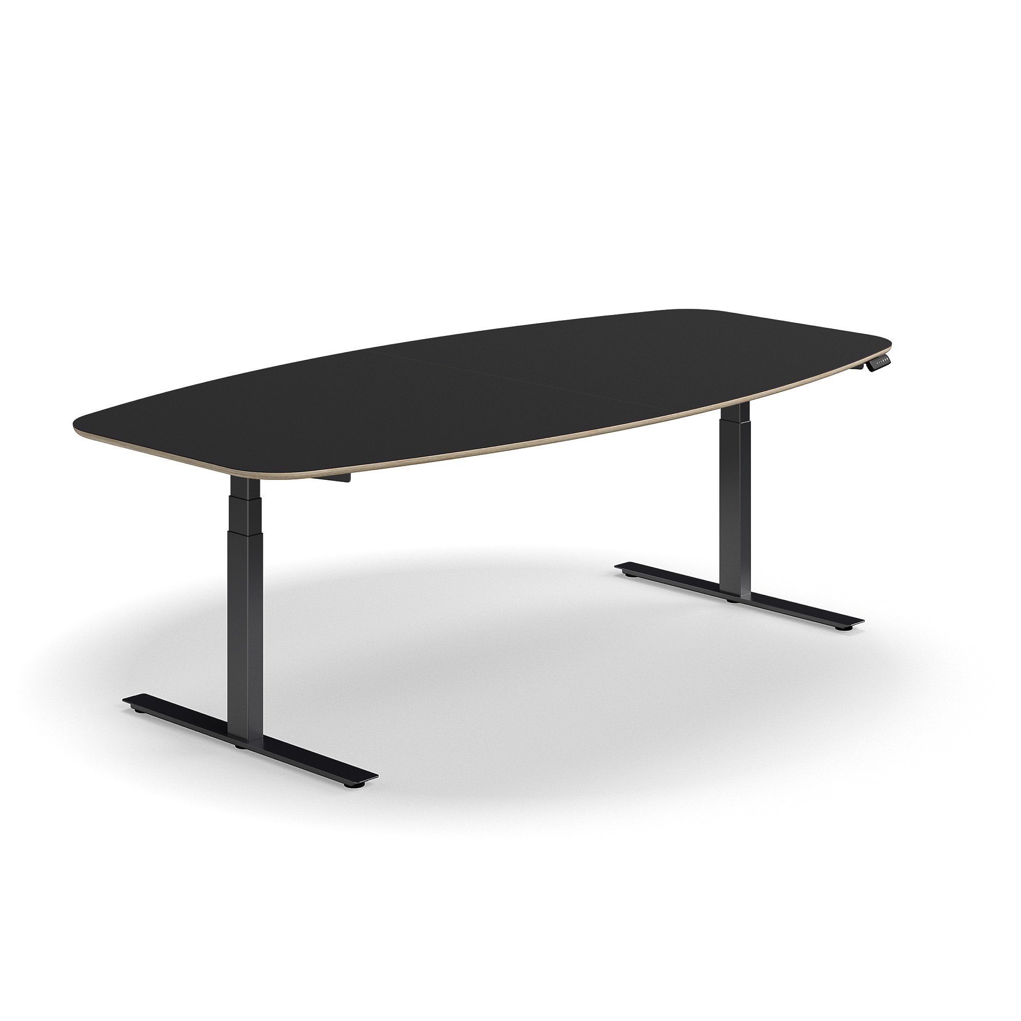 E-shop Nastaviteľný rokovací stôl AUDREY, 2400x1200 mm, čierny rám, tmavošedá