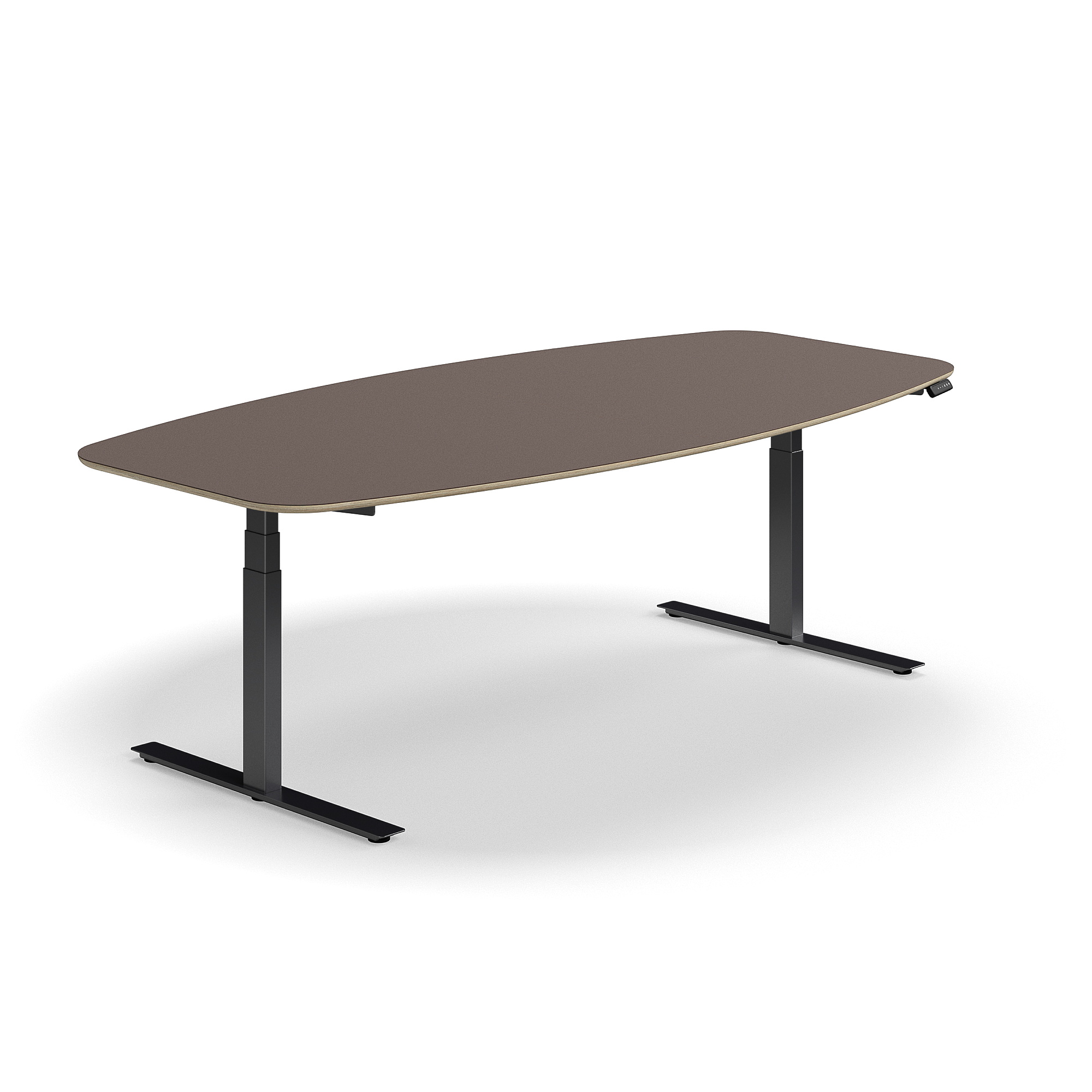 Levně Jednací stůl AUDREY, výškově nastavitelný, 2400x1200 mm, černá podnož, šedohnědá deska