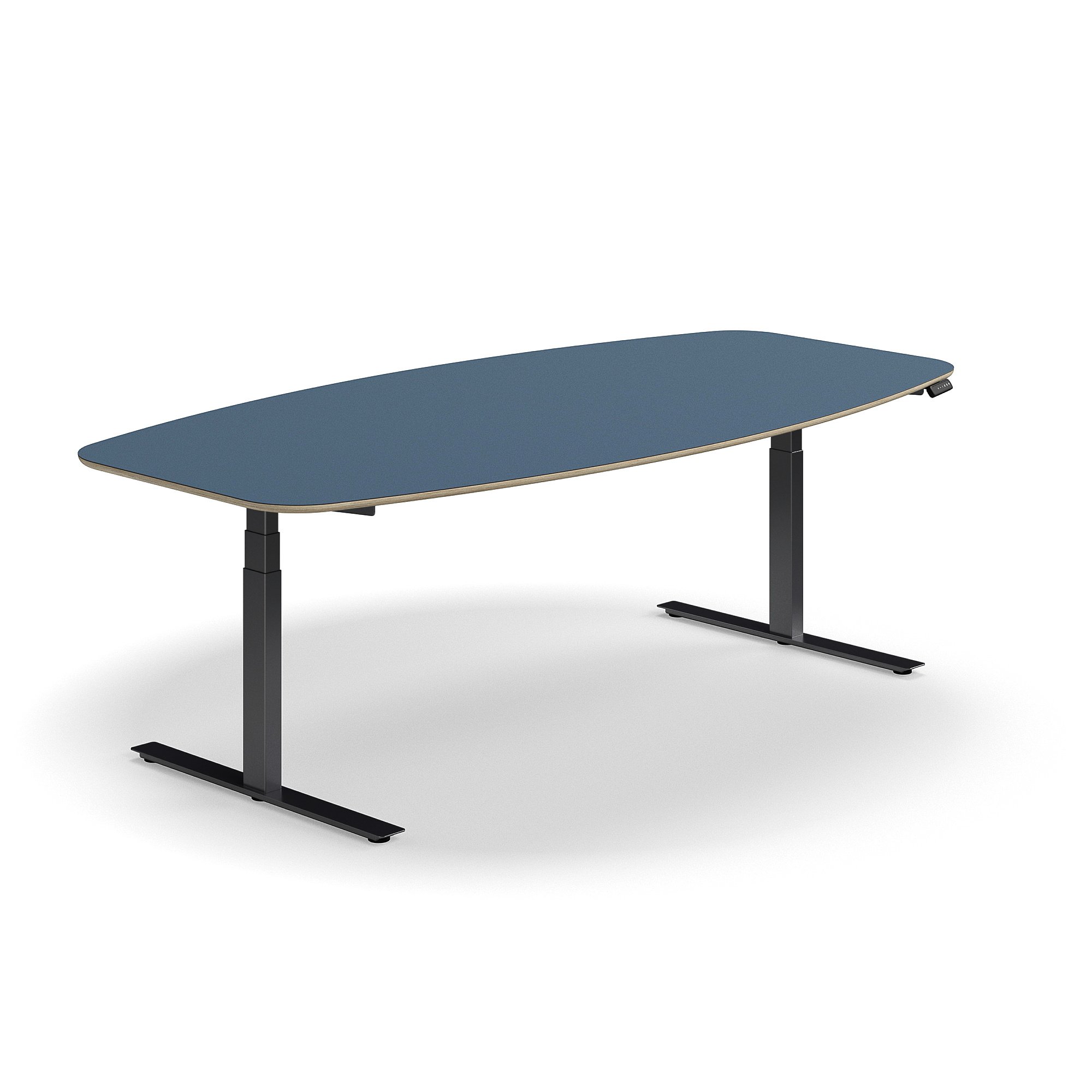 Levně Jednací stůl AUDREY, výškově nastavitelný, 2400x1200 mm, černá podnož, šedomodrá deska