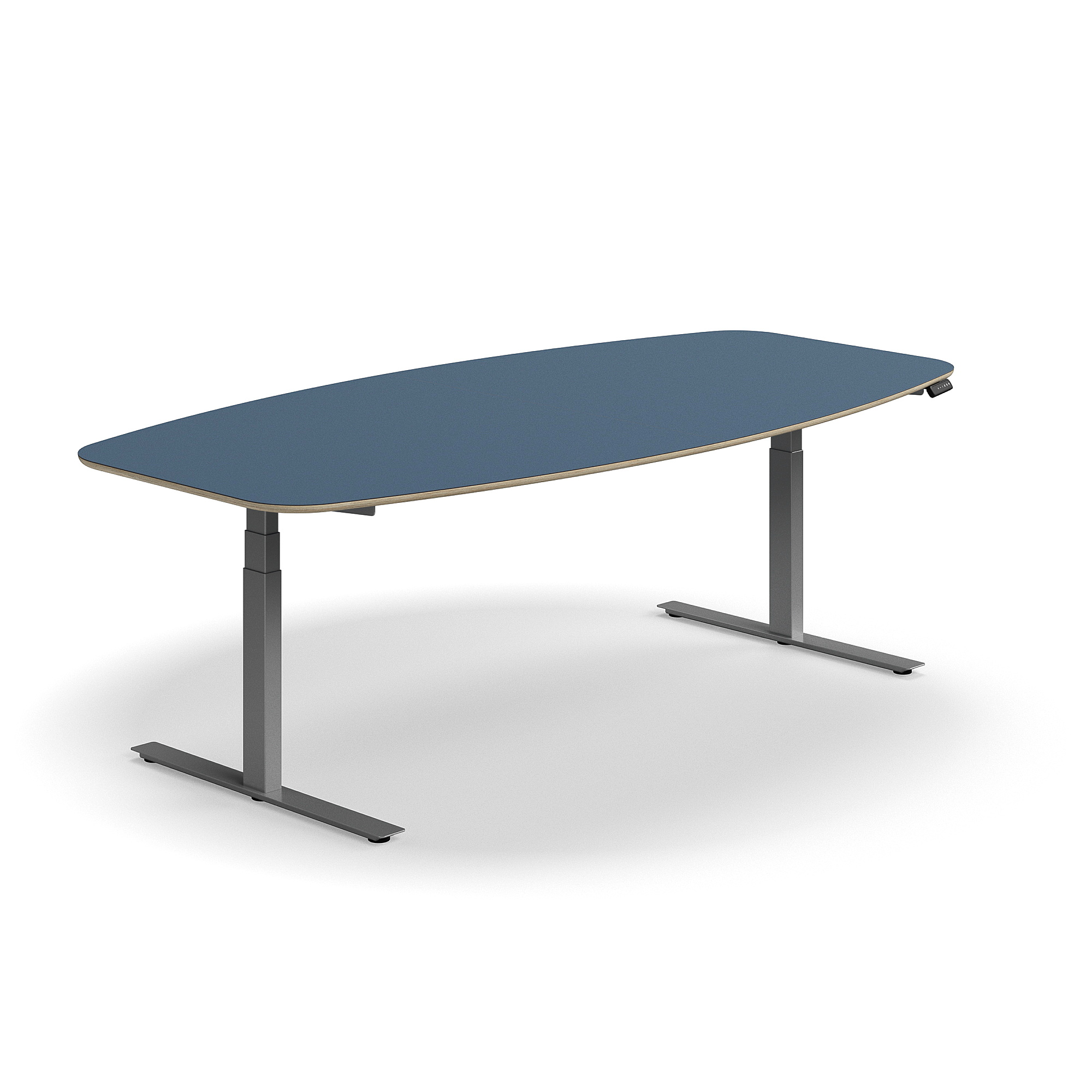 E-shop Nastaviteľný rokovací stôl AUDREY, 2400x1200 mm, strieborný rám, modrá