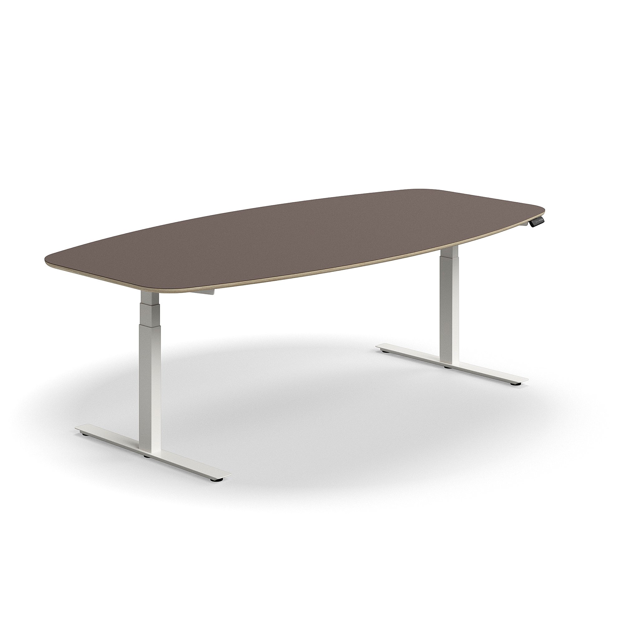 E-shop Nastaviteľný rokovací stôl AUDREY, 2400x1200 mm, biely rám, šedohnedá