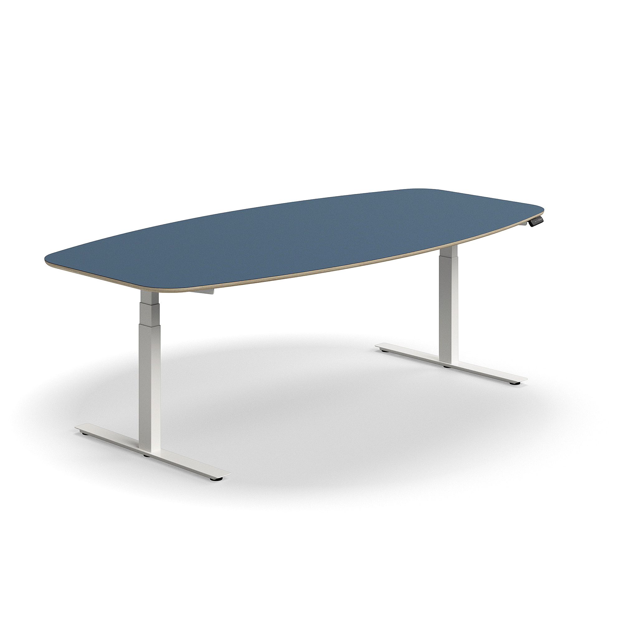 E-shop Nastaviteľný rokovací stôl AUDREY, 2400x1200 mm, biely rám, modrá