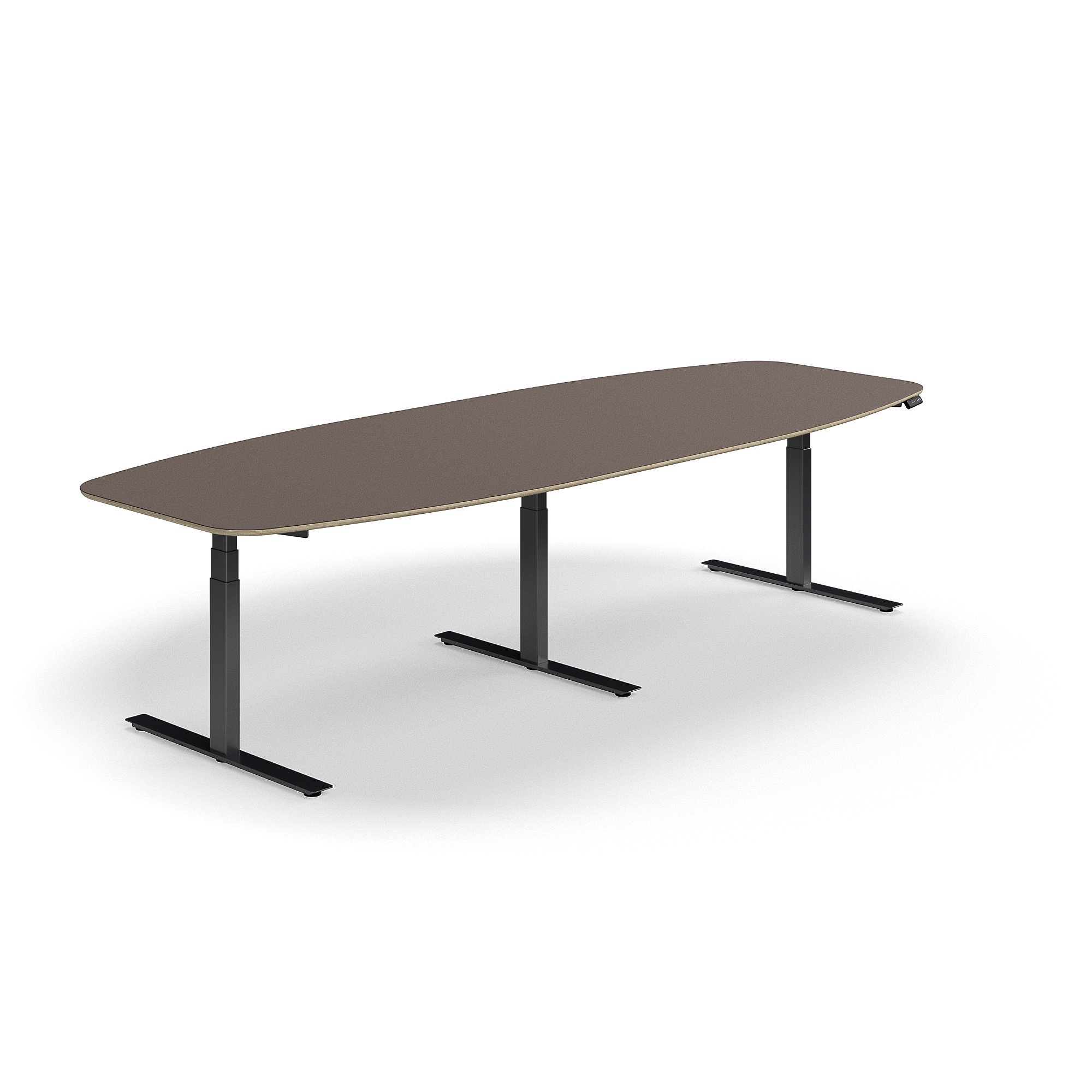E-shop Nastaviteľný rokovací stôl AUDREY, 3200x1200 mm, čierny rám, šedohnedá