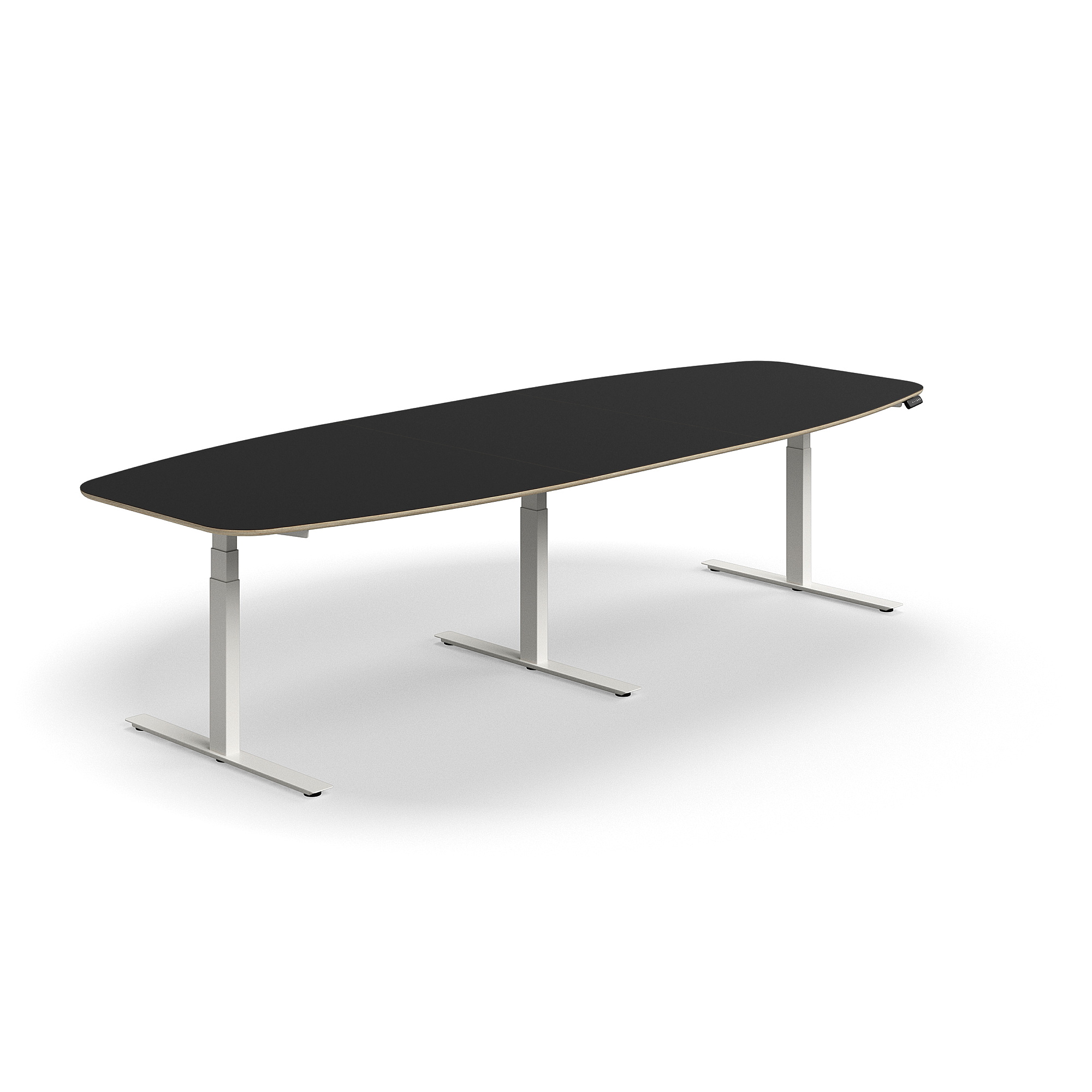 E-shop Nastaviteľný rokovací stôl AUDREY, 3200x1200 mm, biely rám, tmavošedá