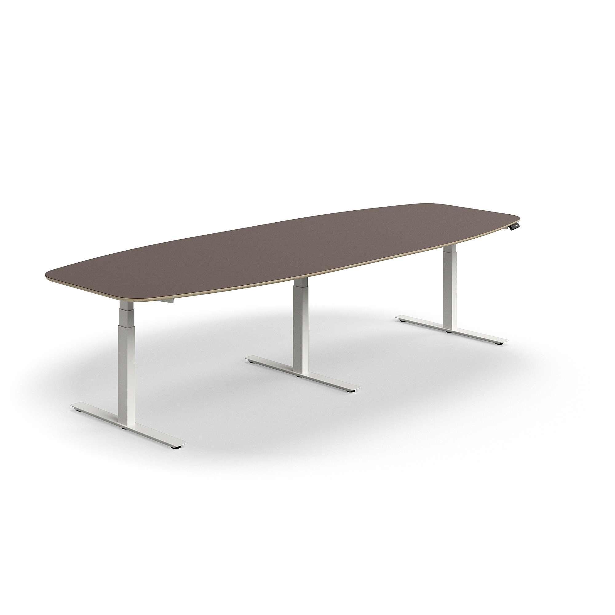 E-shop Nastaviteľný rokovací stôl AUDREY, 3200x1200 mm, biely rám, šedohnedá