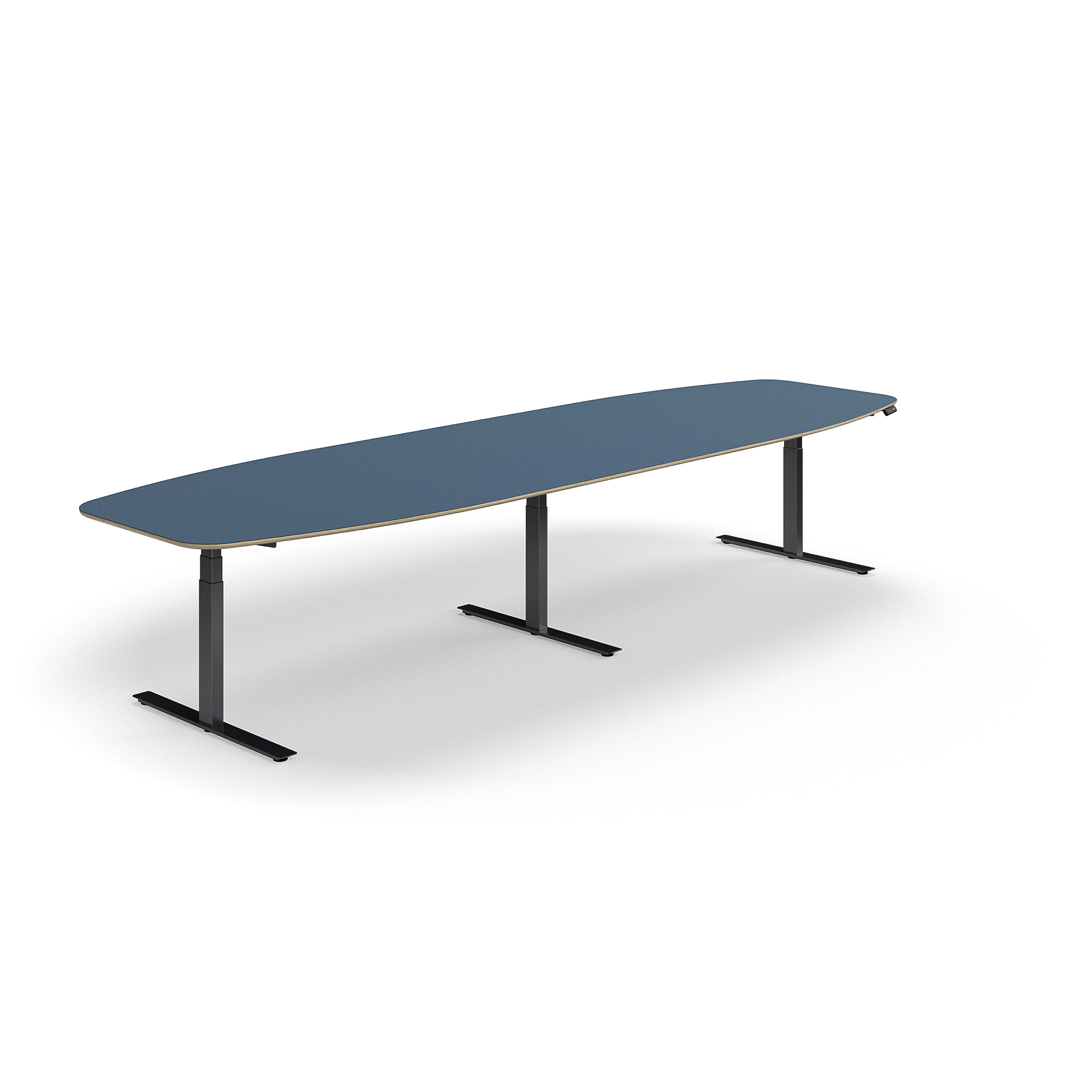 E-shop Nastaviteľný rokovací stôl AUDREY, 4000x1200 mm, čierny rám, modrá