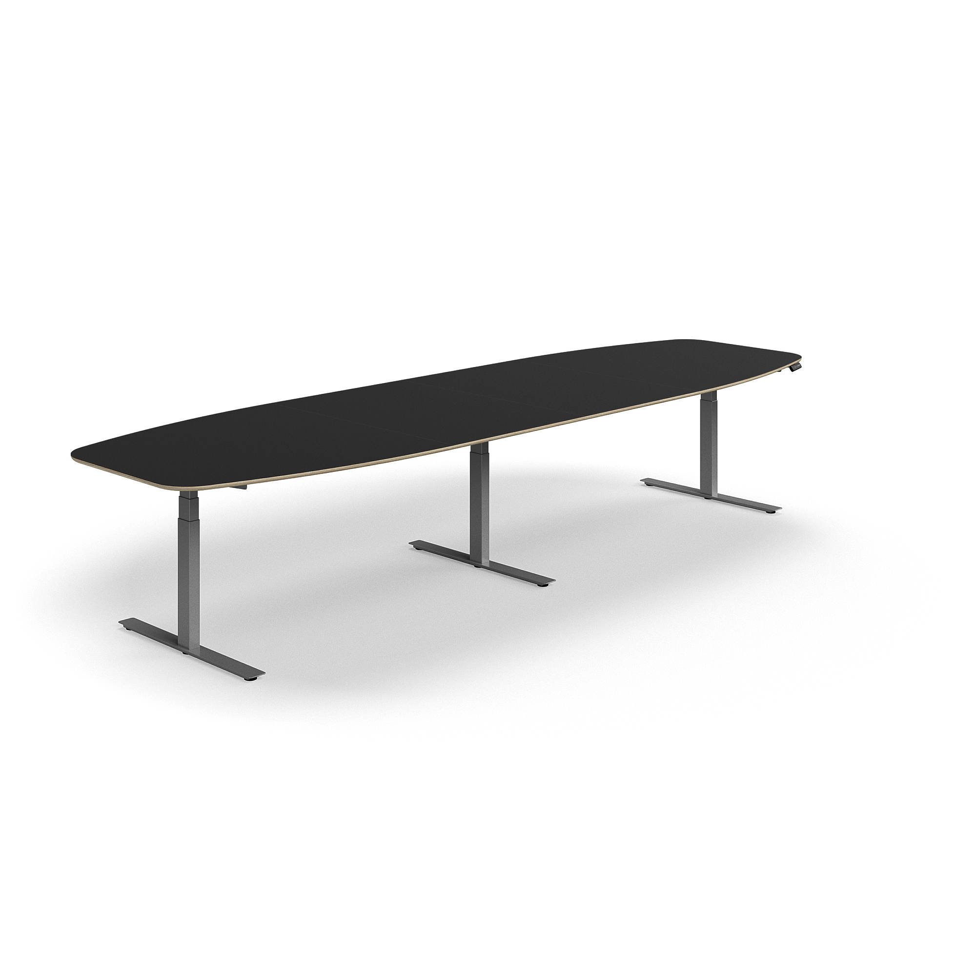 E-shop Nastaviteľný rokovací stôl AUDREY, 4000x1200 mm, strieborný rám, tmavošedá