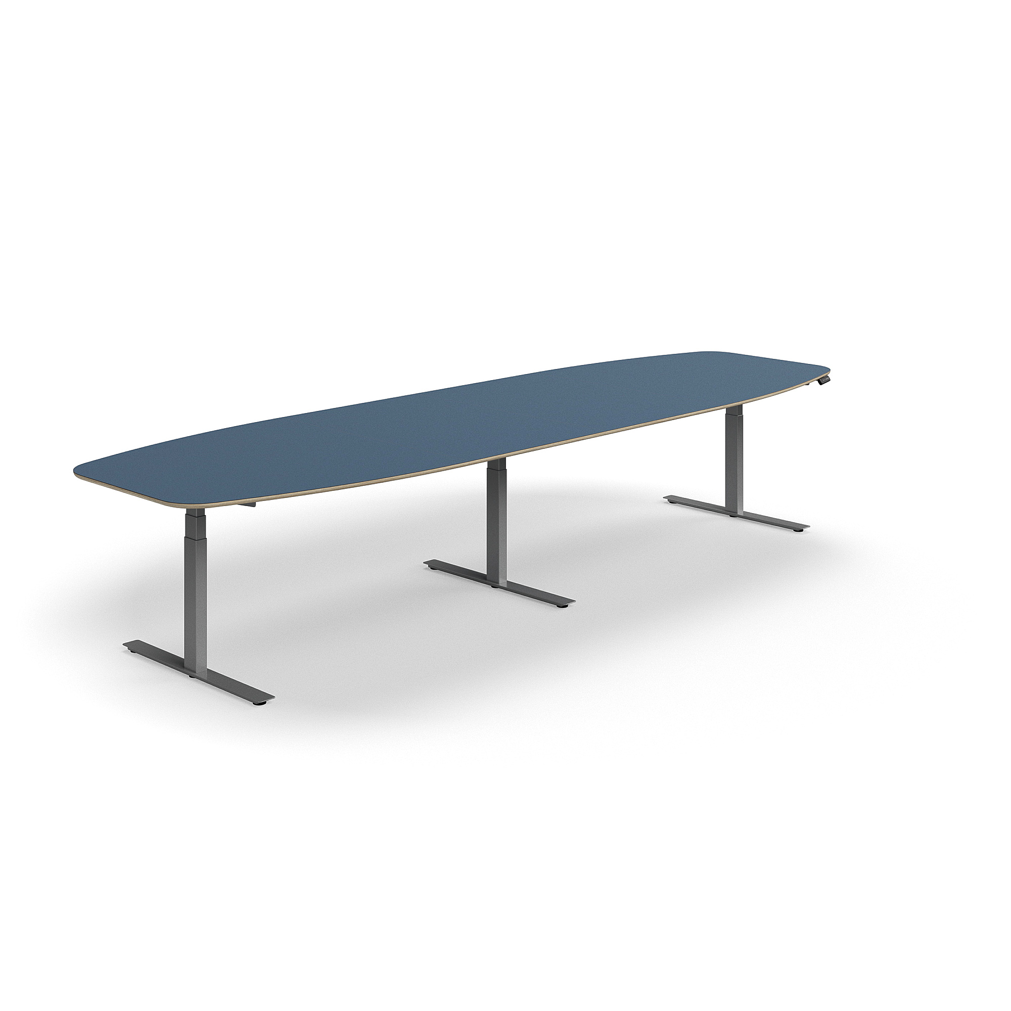 E-shop Nastaviteľný rokovací stôl AUDREY, 4000x1200 mm, strieborný rám, modrá