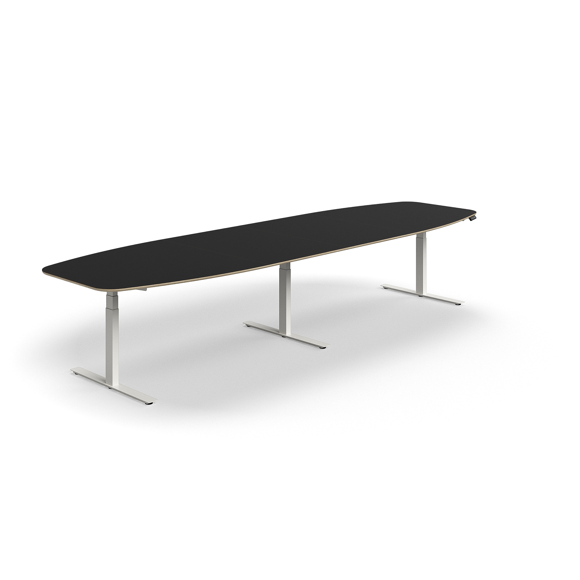E-shop Nastaviteľný rokovací stôl AUDREY, 4000x1200 mm, biely rám, tmavošedá