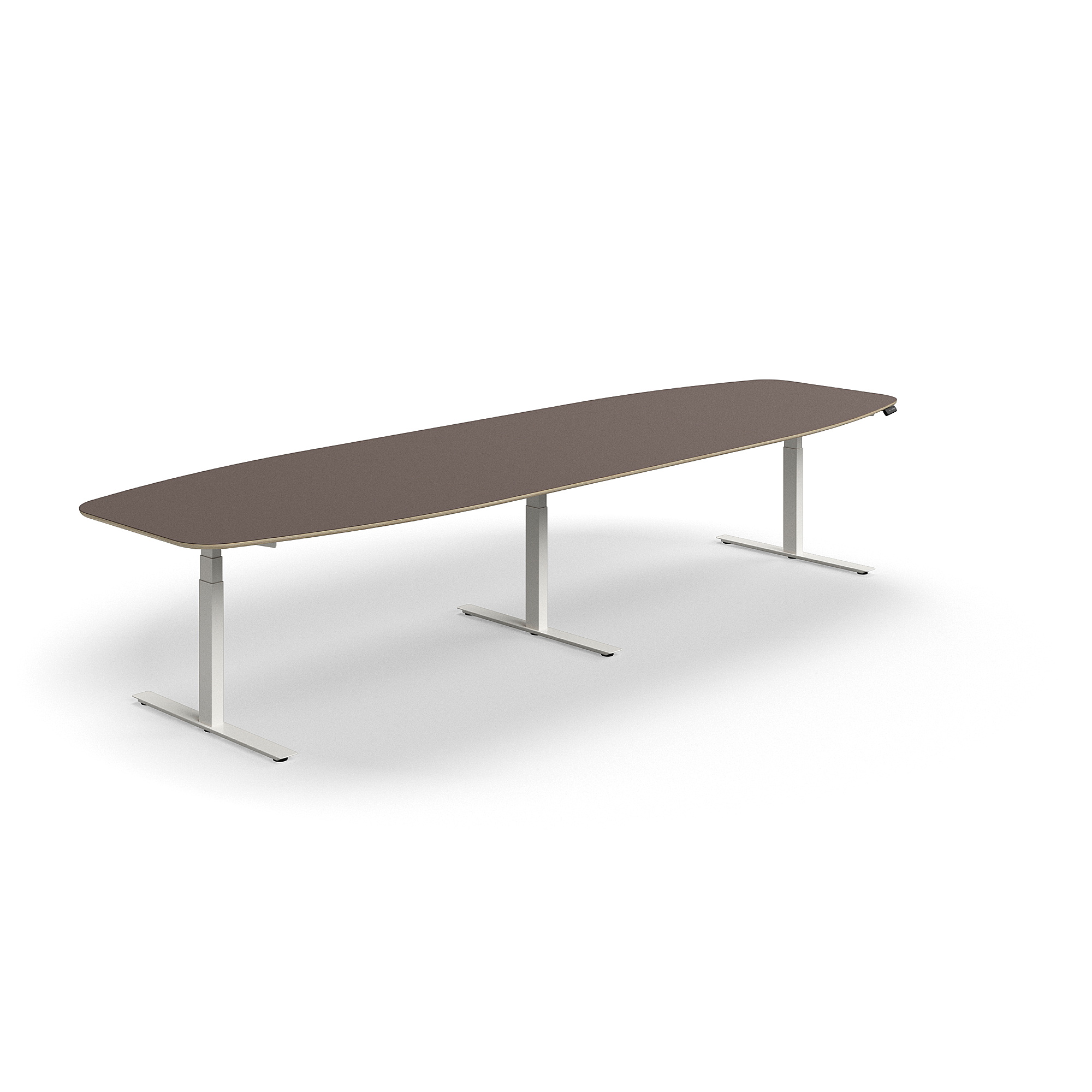 E-shop Nastaviteľný rokovací stôl AUDREY, 4000x1200 mm, biely rám, šedohnedá