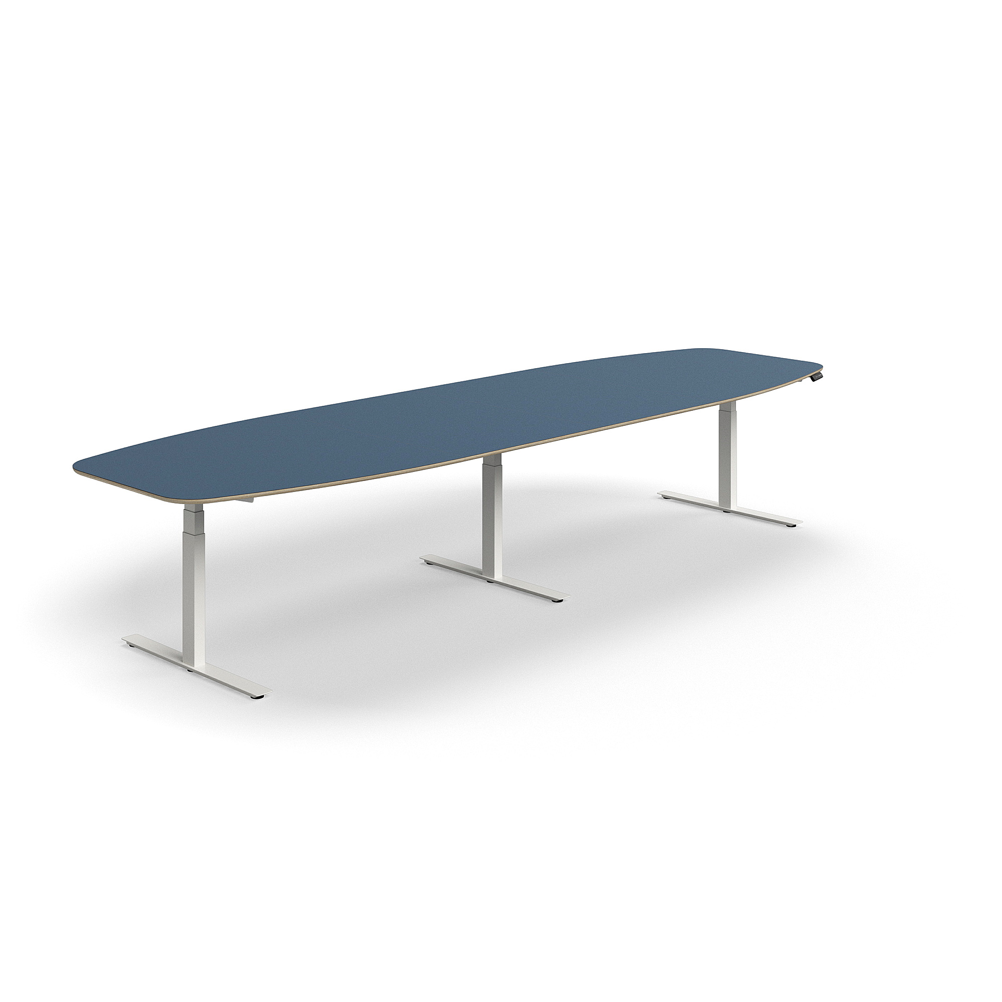 E-shop Nastaviteľný rokovací stôl AUDREY, 4000x1200 mm, biely rám, modrá