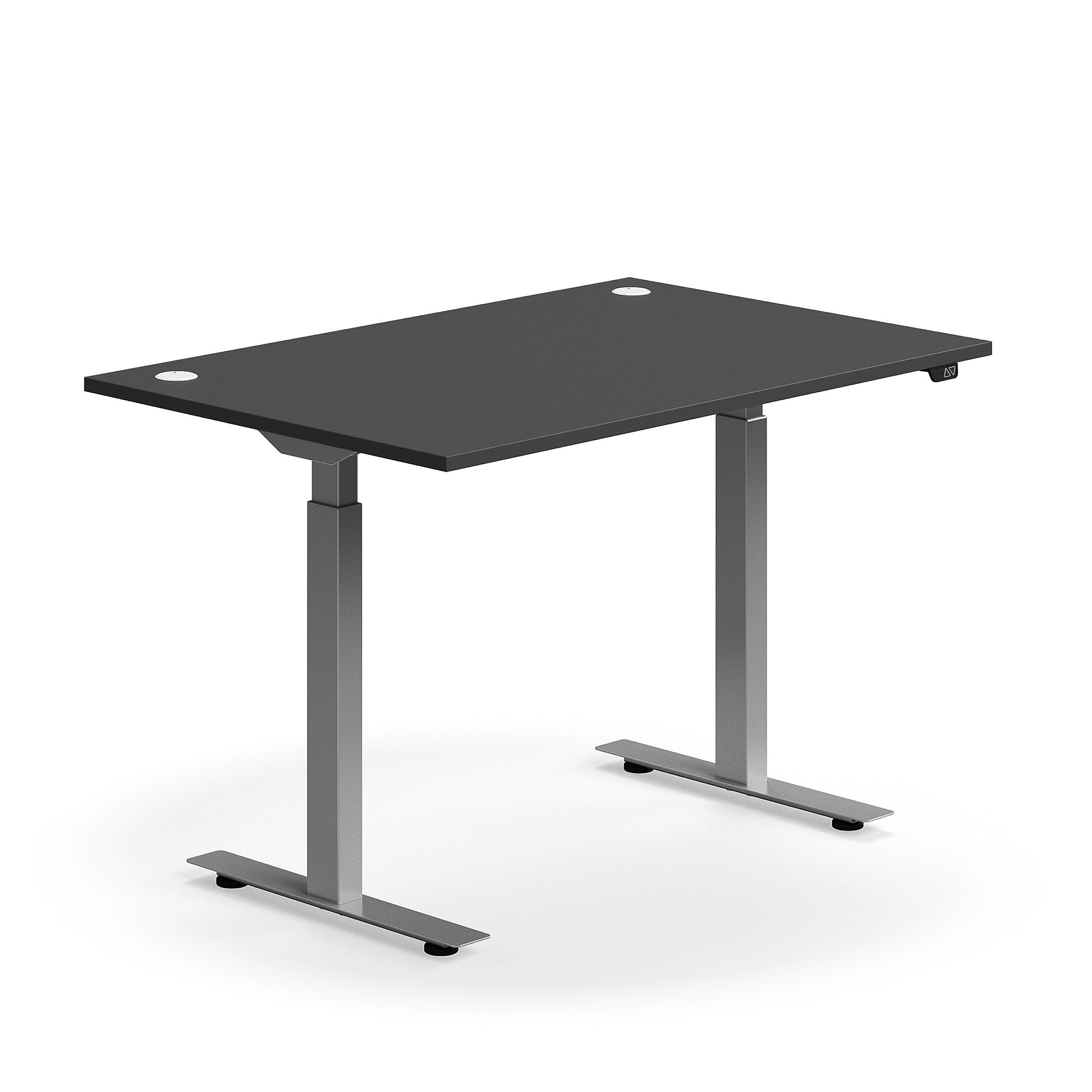 E-shop Výškovo nastaviteľný stôl FLEXUS, rovný, 1200x800 mm, strieborný rám, šedá