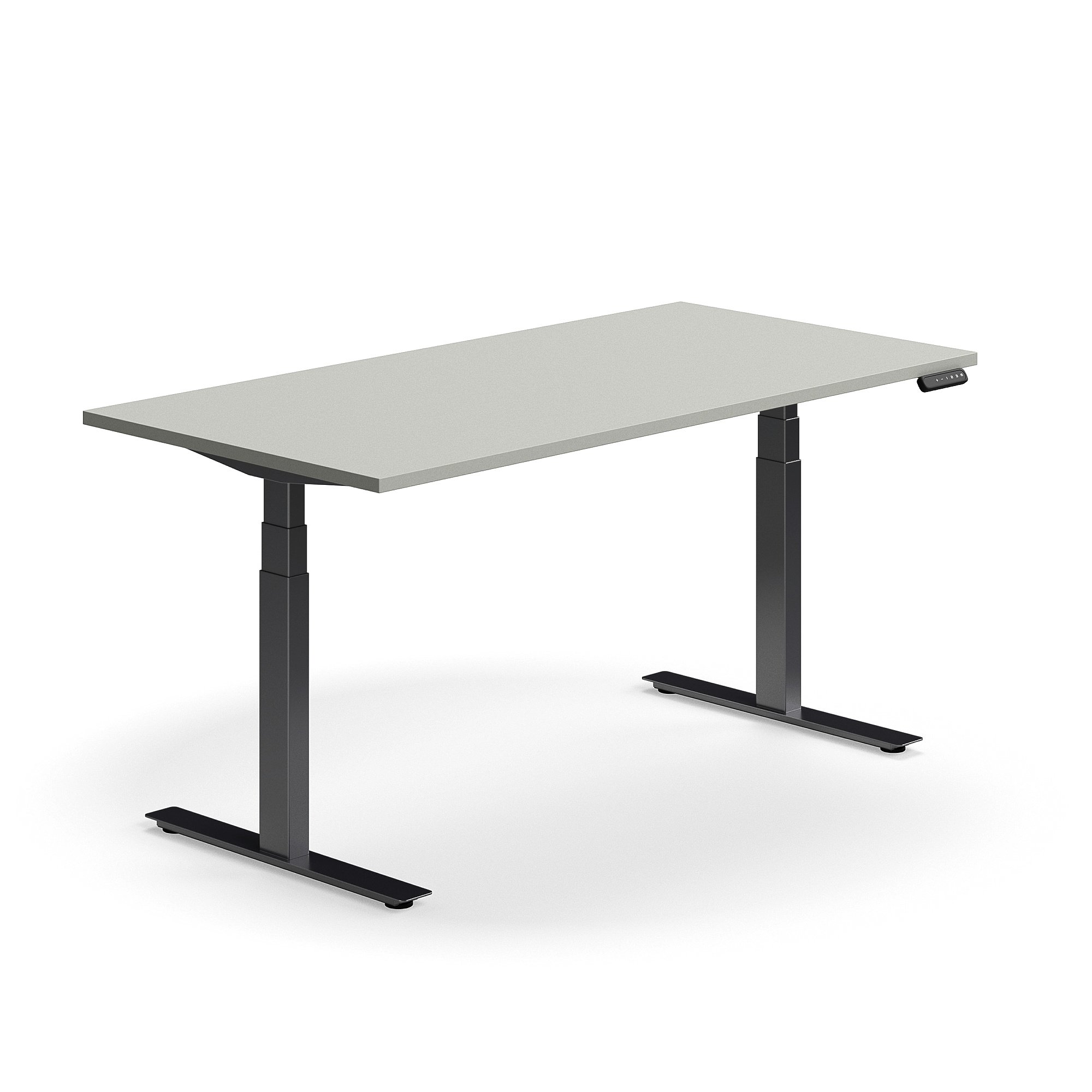 E-shop Výškovo nastaviteľný stôl QBUS, rovný, 1600x800 mm, čierny rám, svetlošedá