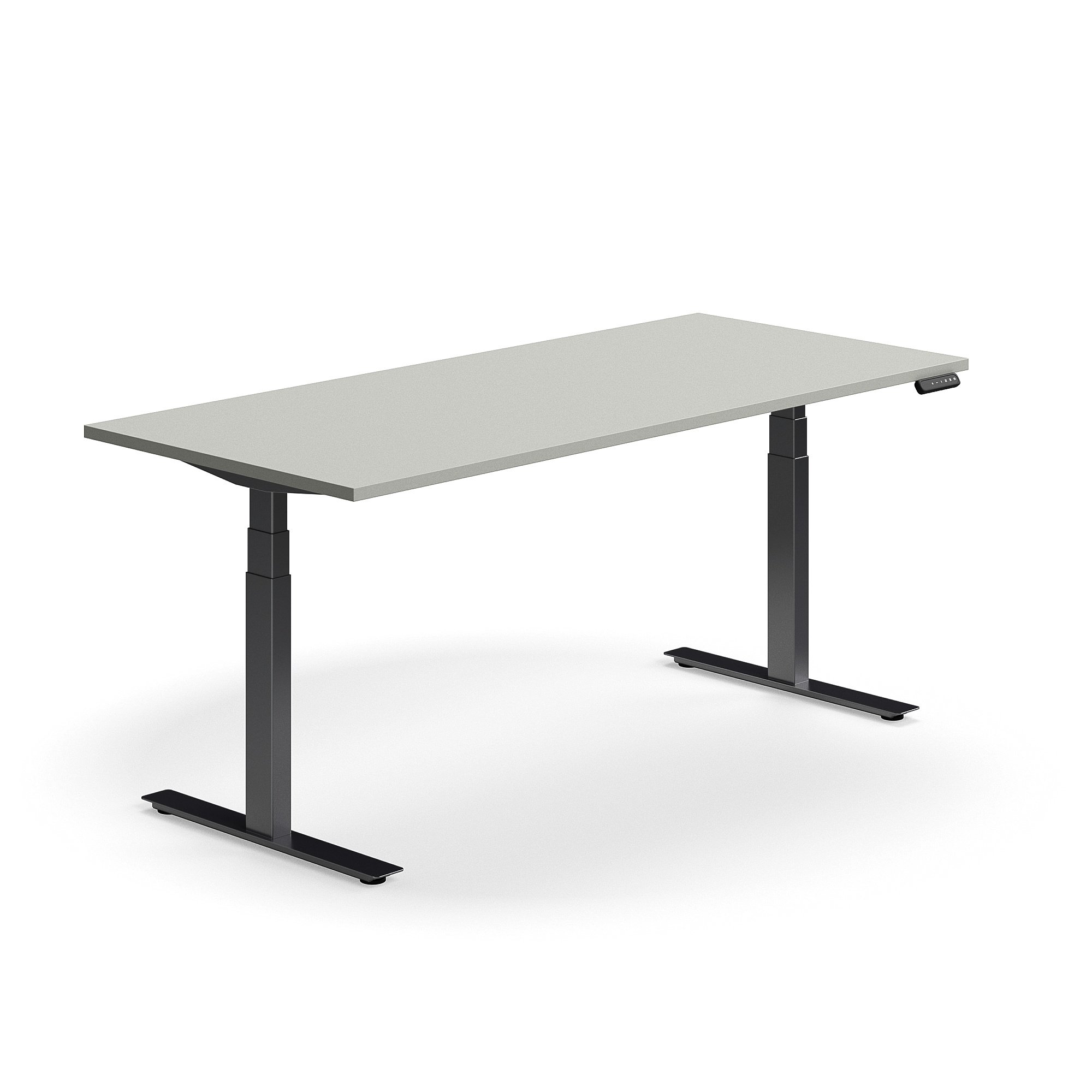 E-shop Výškovo nastaviteľný stôl QBUS, rovný, 1800x800 mm, čierny rám, svetlošedá