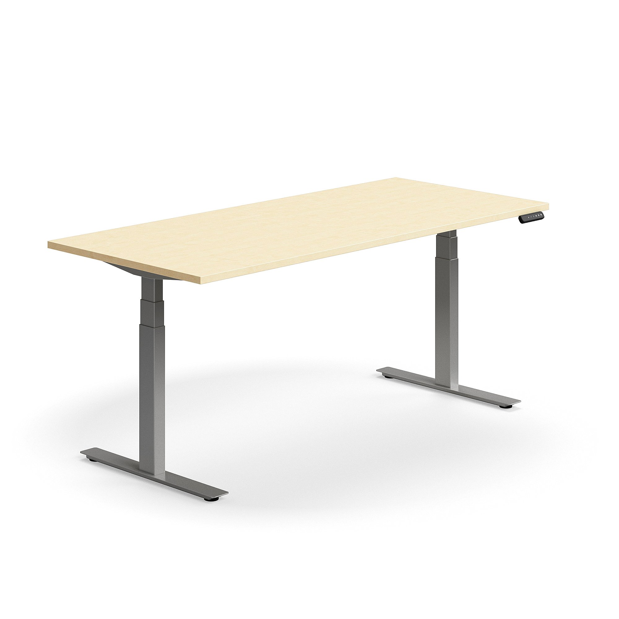 E-shop Výškovo nastaviteľný stôl QBUS, rovný, 1800x800 mm, strieborný rám, breza