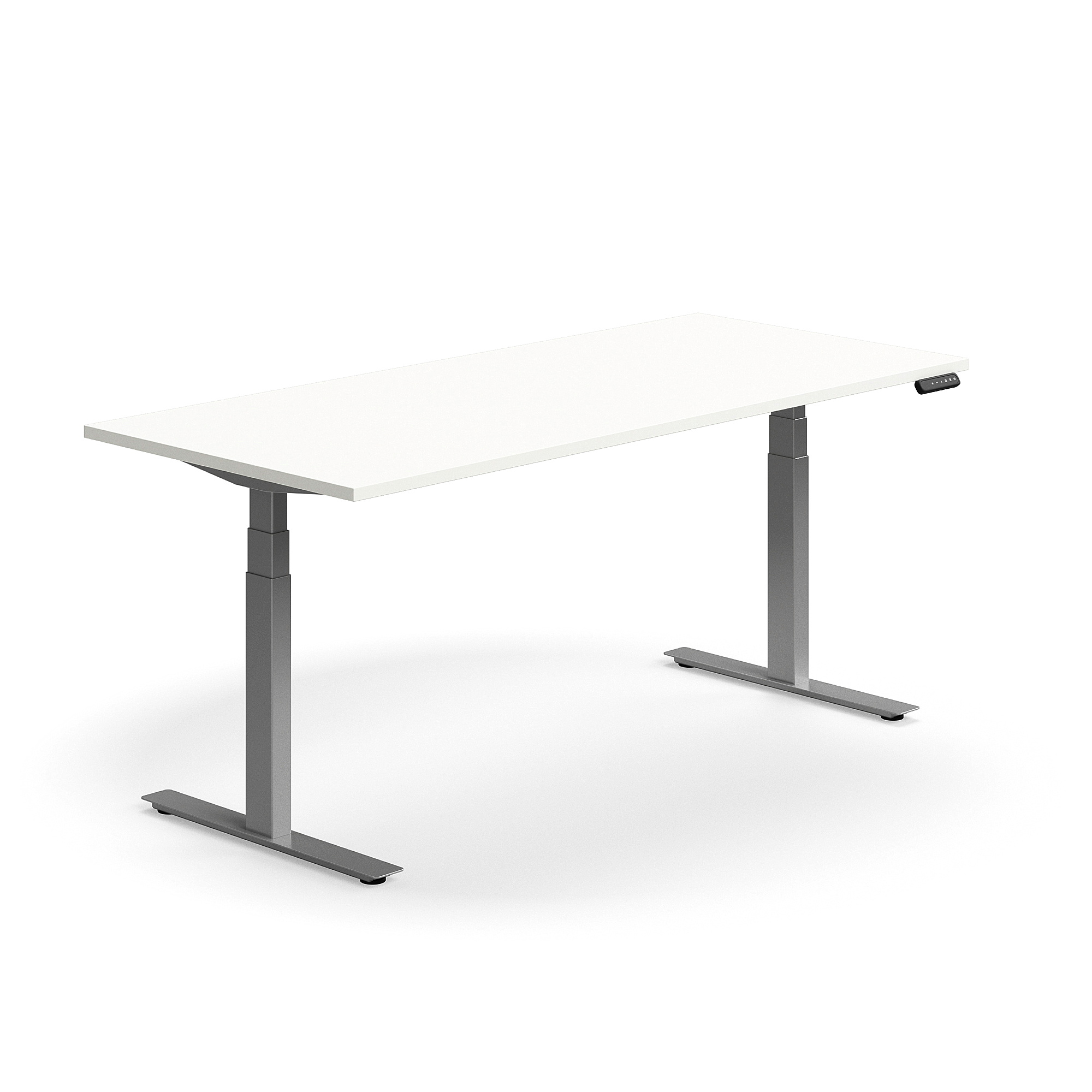 Levně Výškově nastavitelný stůl QBUS, 1800x800 mm, stříbrná podnož, bílá