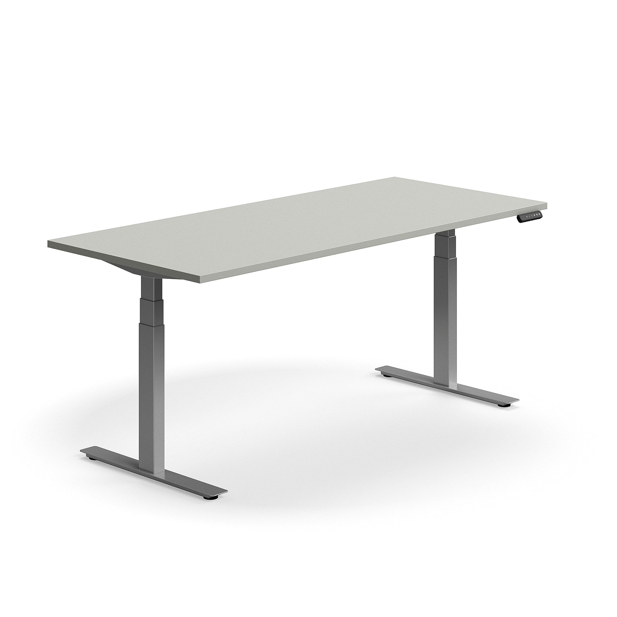 E-shop Výškovo nastaviteľný stôl QBUS, rovný, 1800x800 mm, strieborný rám, svetlošedá