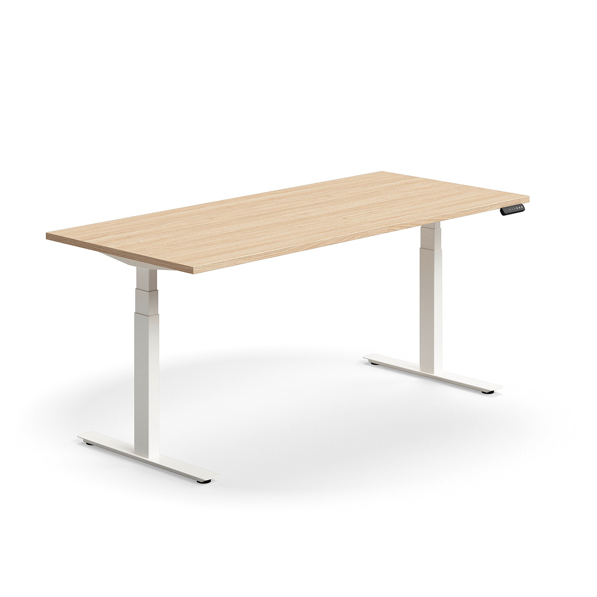 E-shop Výškovo nastaviteľný stôl QBUS, rovný, 1800x800 mm, biely rám, dub