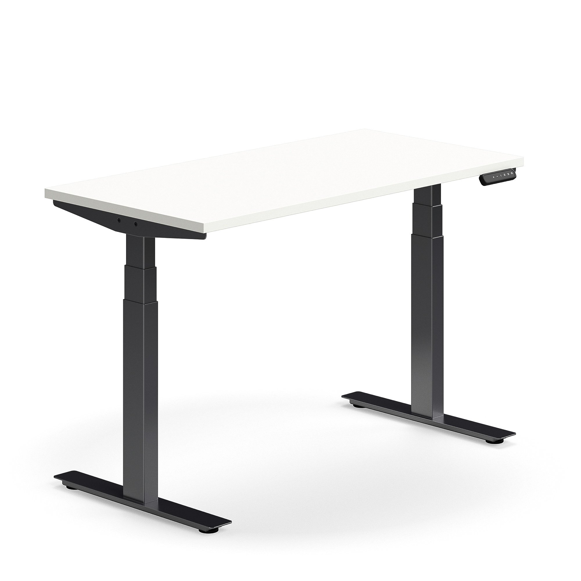 Levně Výškově nastavitelný stůl QBUS, 1200x600 mm, černá podnož, bílá