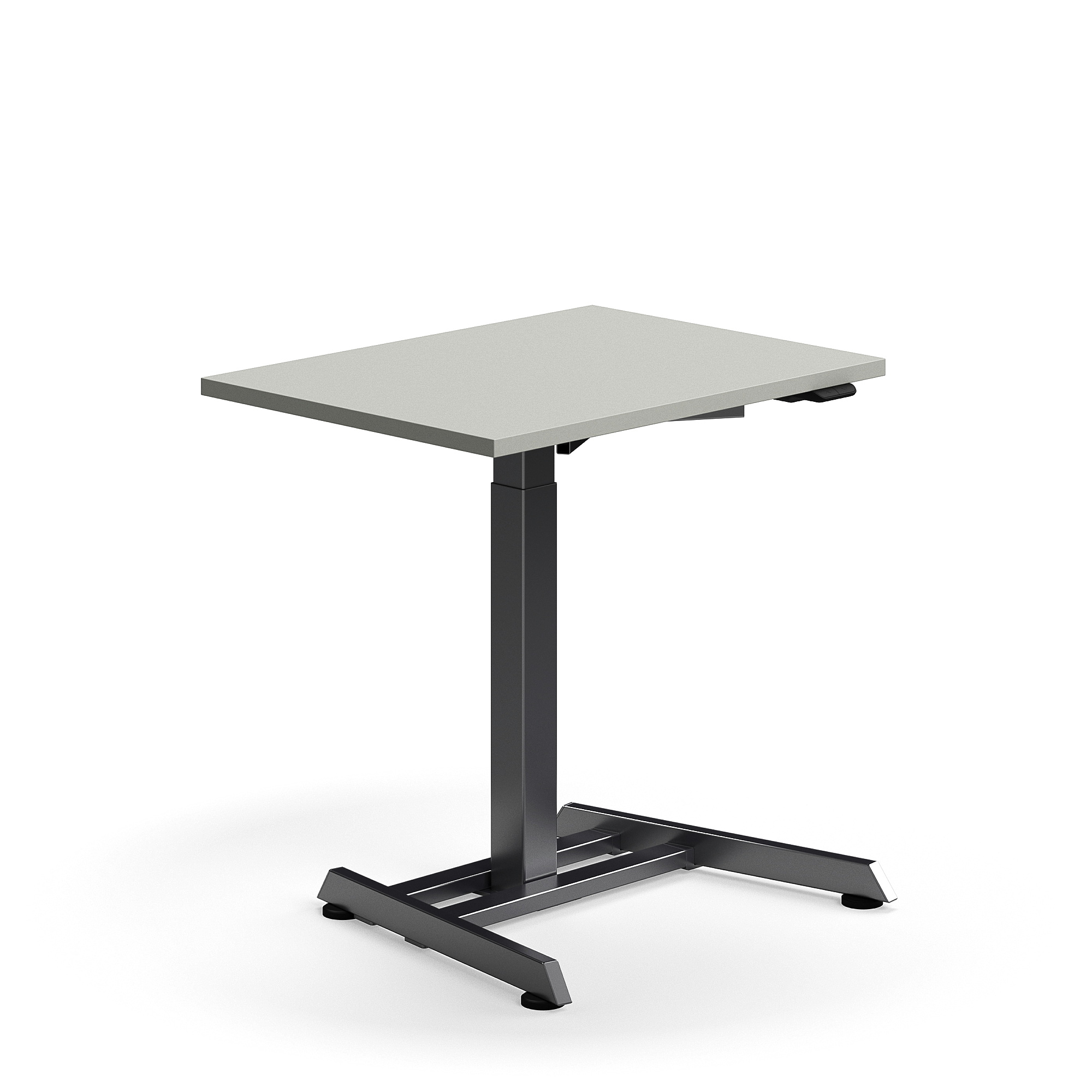 Výškově nastavitelný stůl QBUS, 800x600 mm, černá podnož, světle šedá