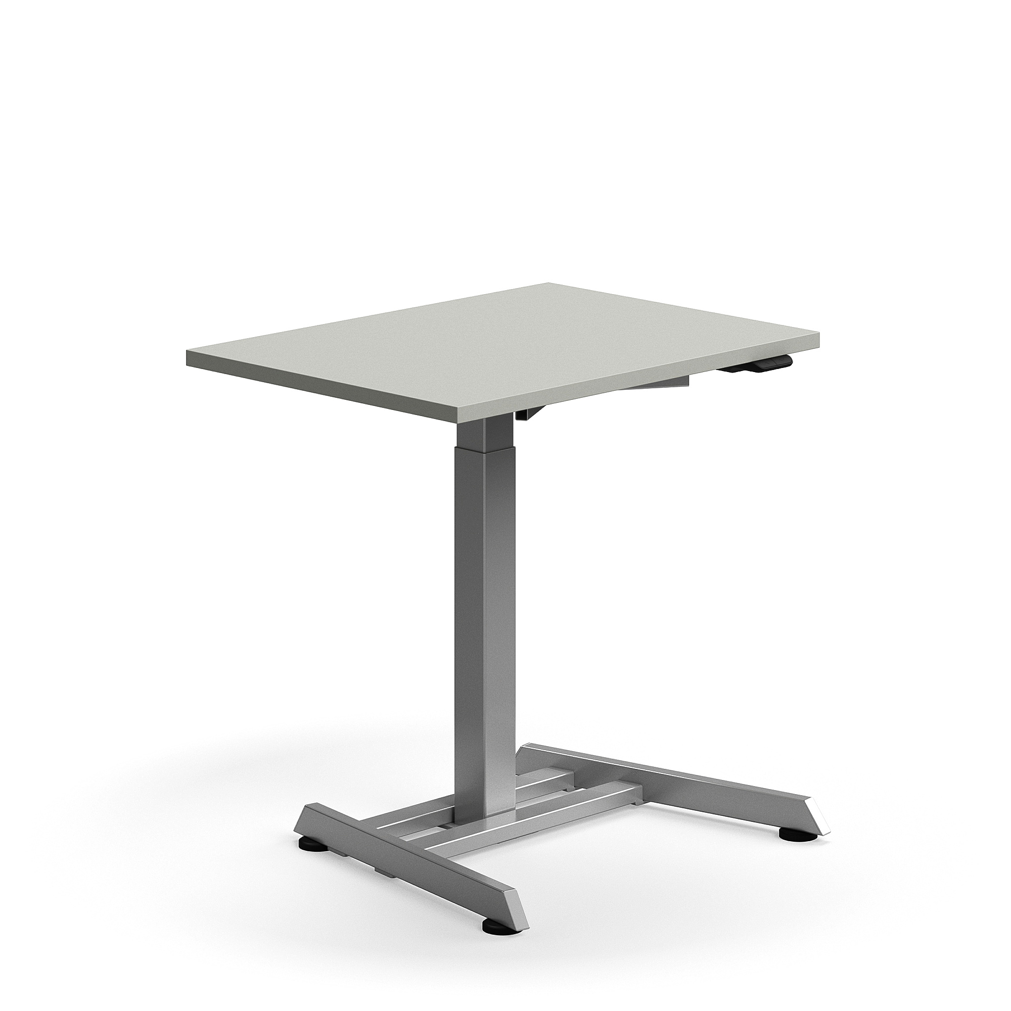 Levně Výškově nastavitelný stůl QBUS, 800x600 mm, stříbrná podnož, světle šedá