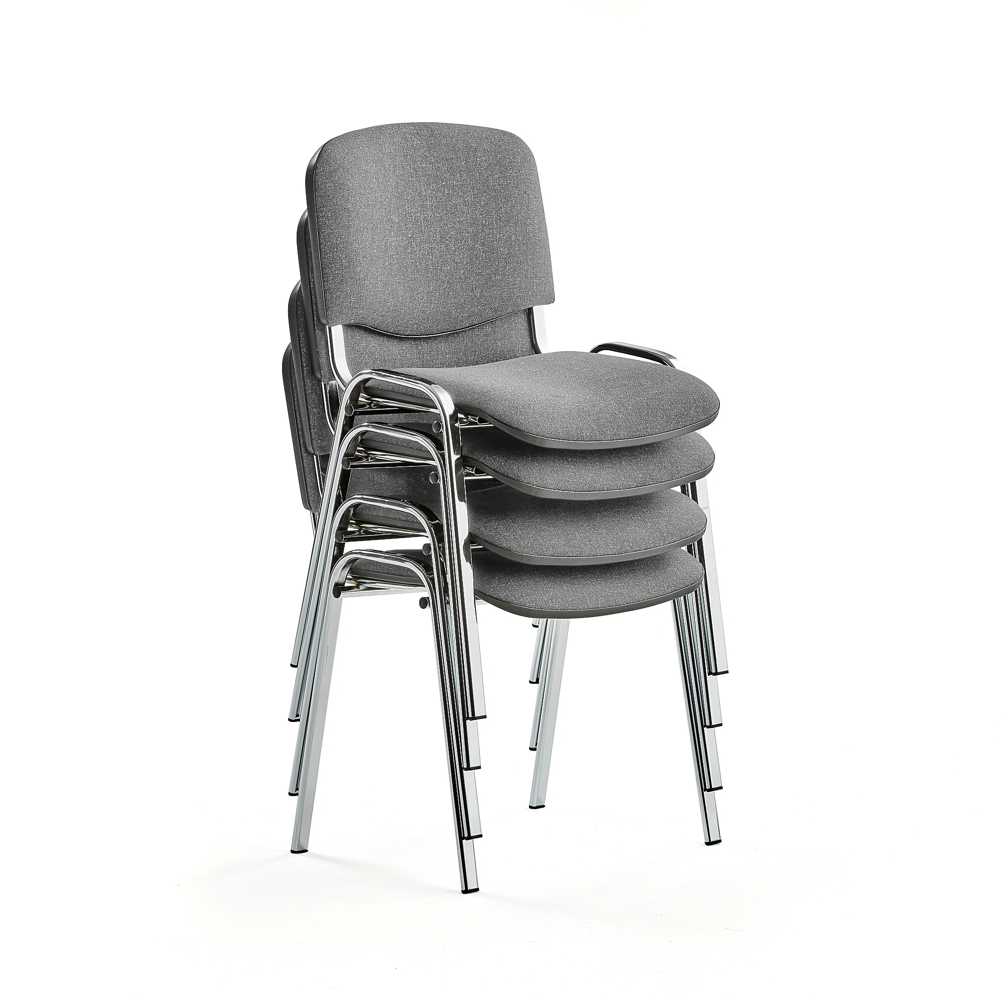 Levně Konferenční židle NELSON, bal. 4 ks, světle šedý potah, chrom