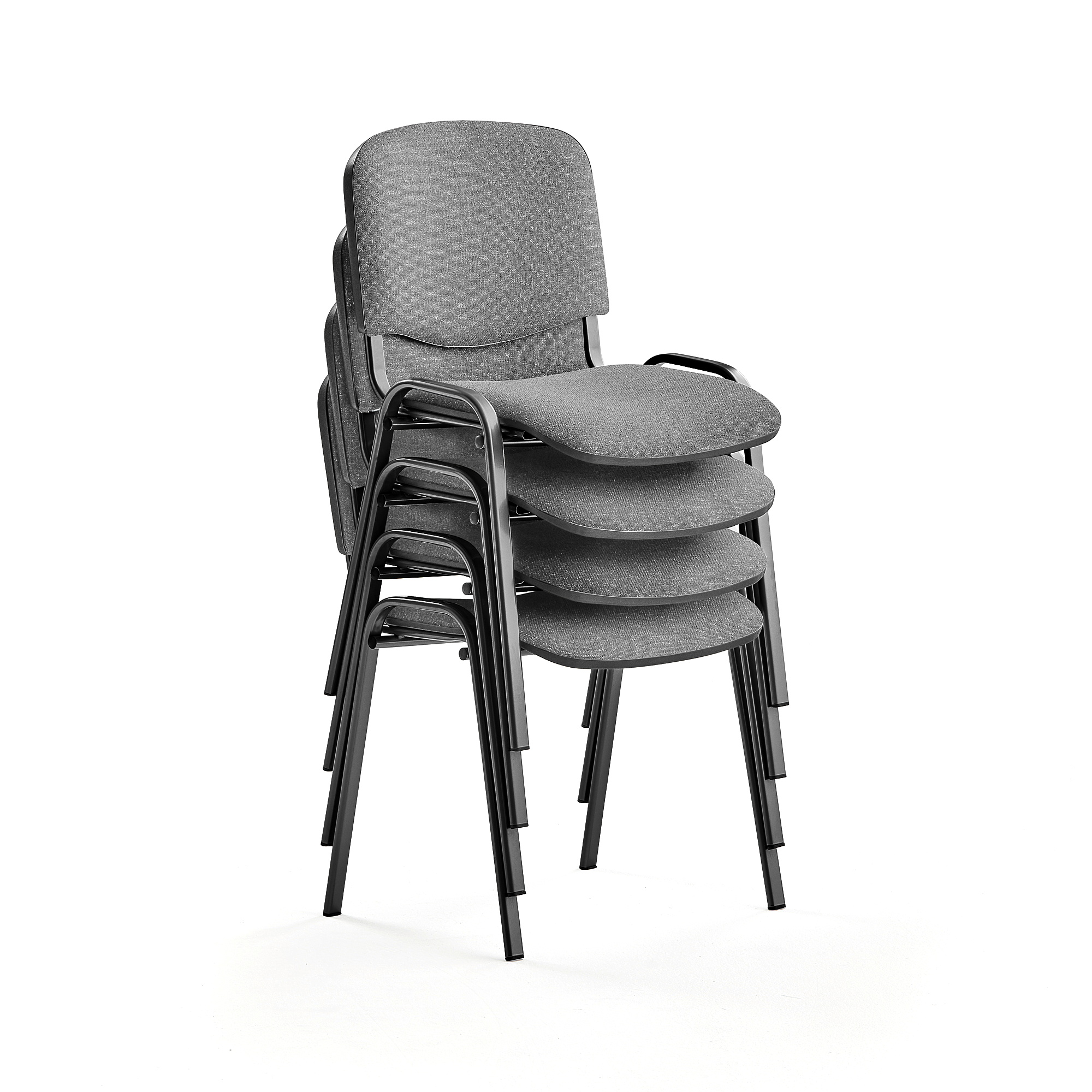 E-shop Konferenčná stolička NELSON, 4 ks, svetlošedá látka, čierna