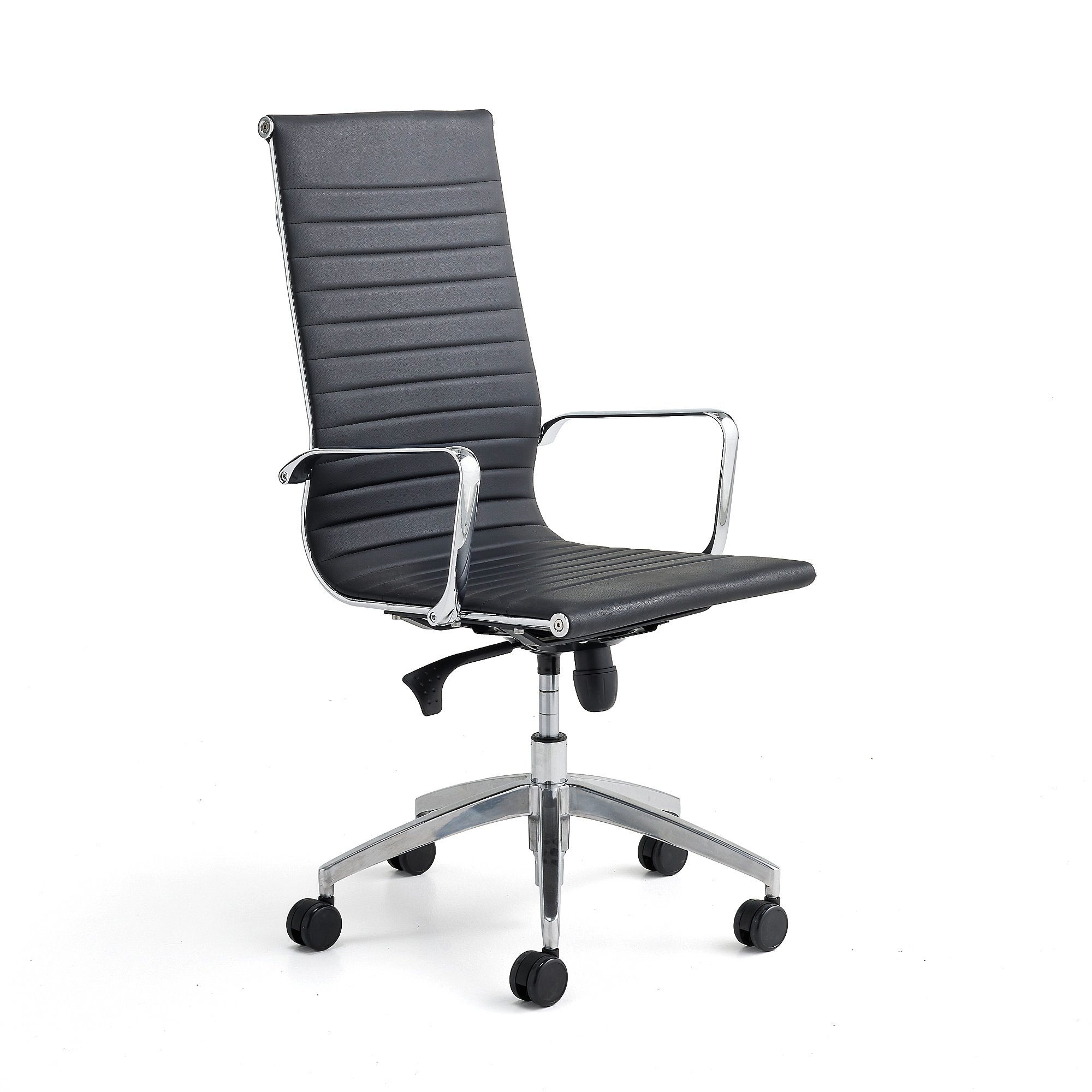 E-shop Kancelárska stolička SALFORD, vysoké operadlo, koženka, čierna