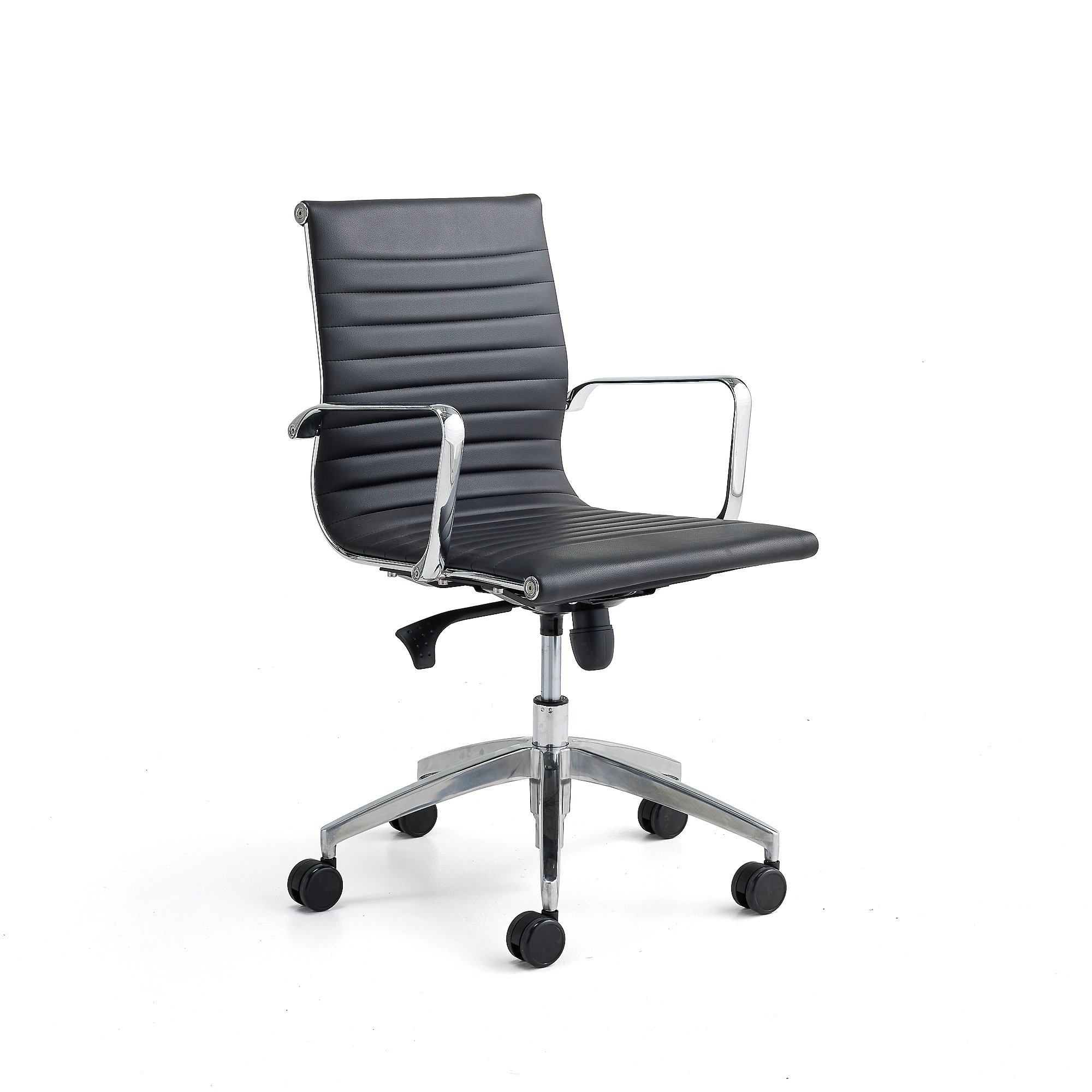 E-shop Kancelárska stolička SALFORD, nízke operadlo, koženka, čierna