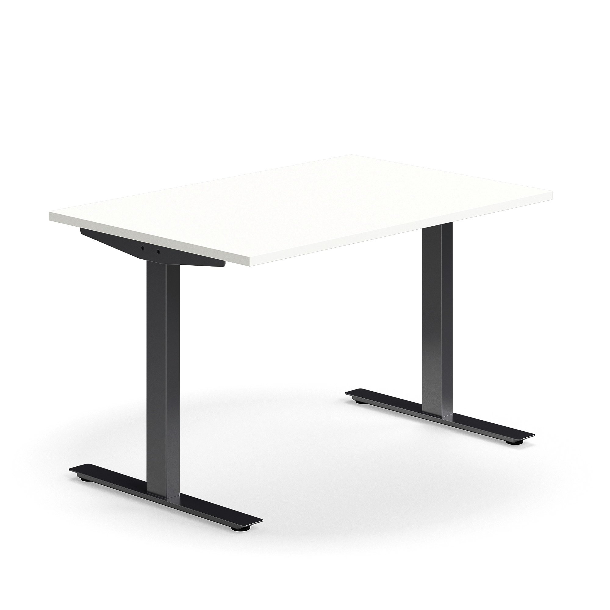 Psací stůl QBUS, T-nohy, 1200x800 mm, černá podnož, bílá