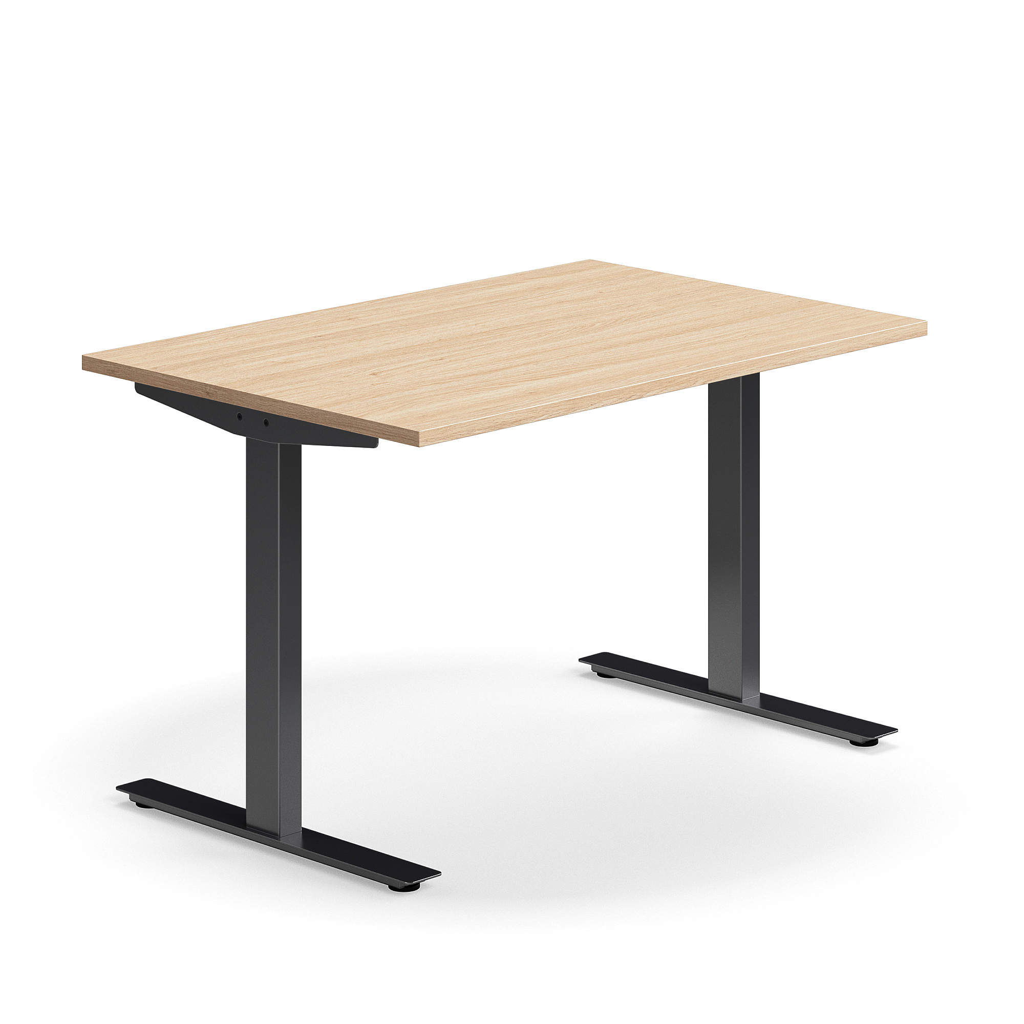 Levně Psací stůl QBUS, T-nohy, 1200x800 mm, černá podnož, dub