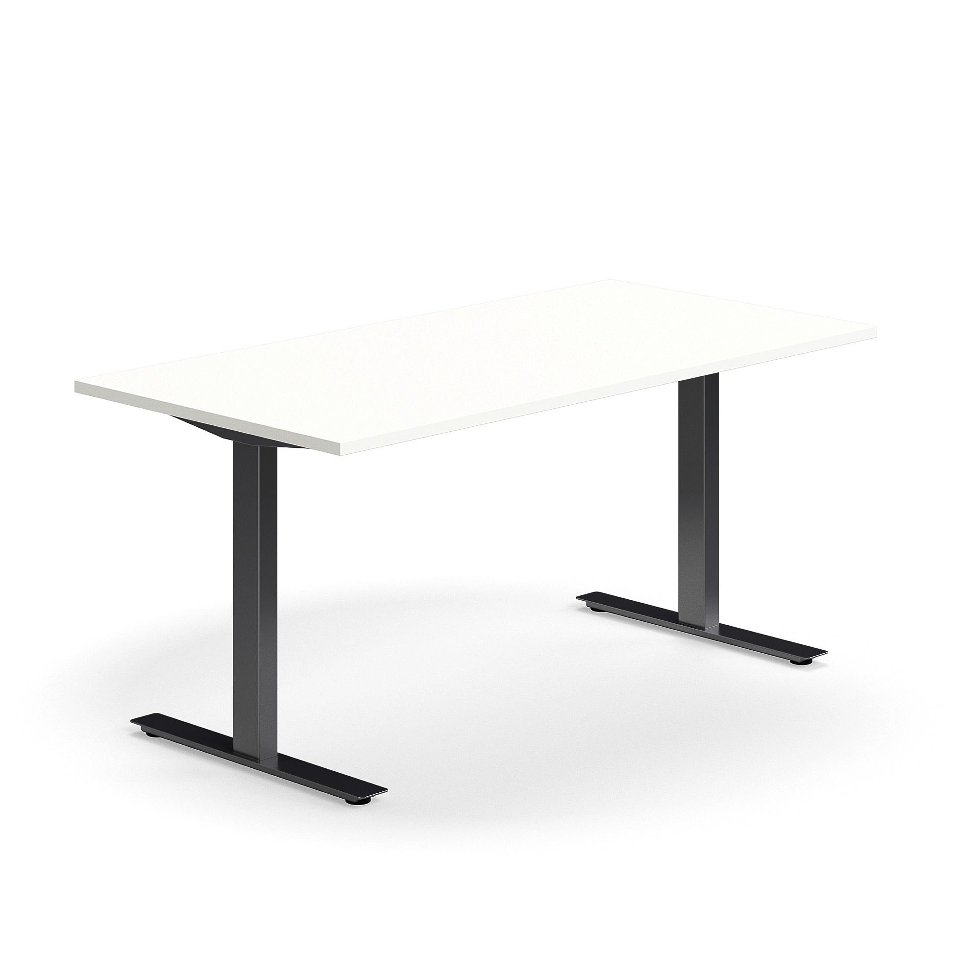 Levně Psací stůl QBUS, T-nohy, 1600x800 mm, černá podnož, bílá
