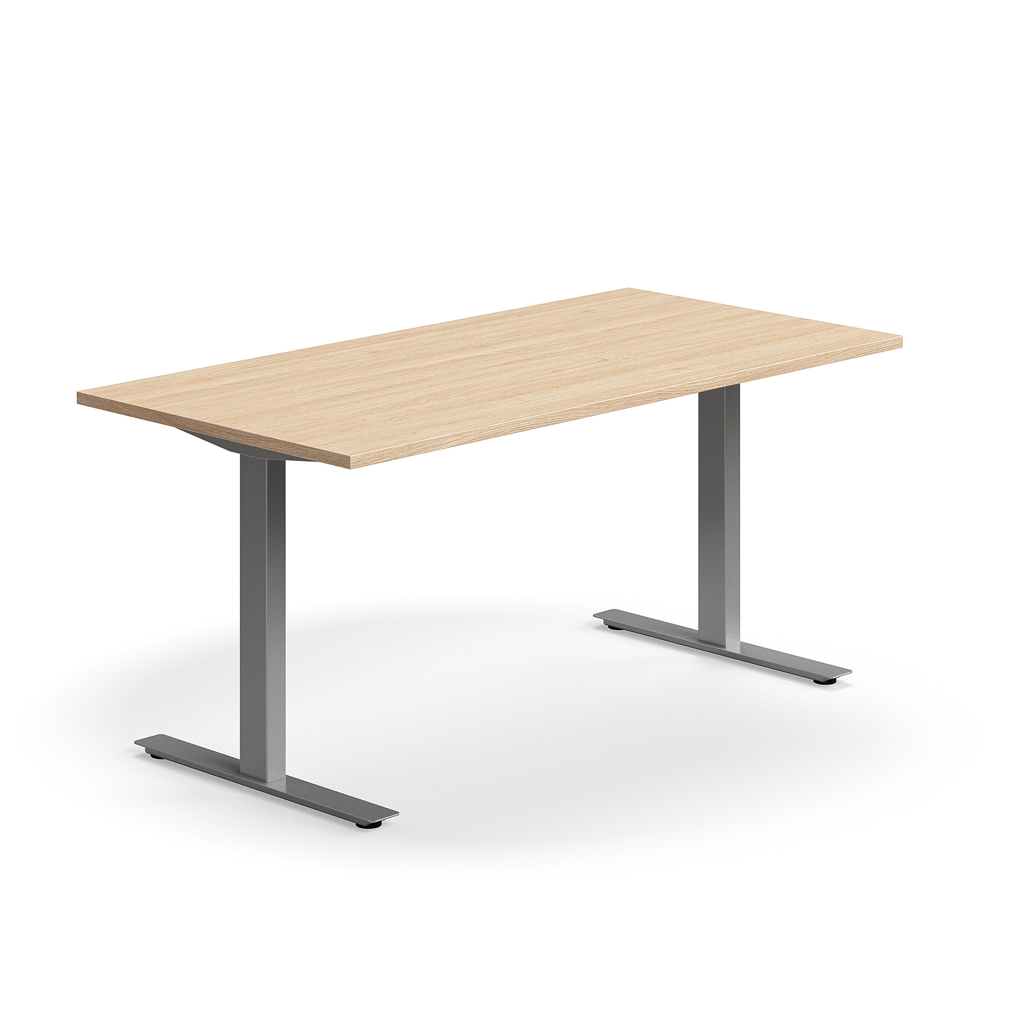 Levně Psací stůl QBUS, T-nohy, 1600x800 mm, stříbrná podnož, dub