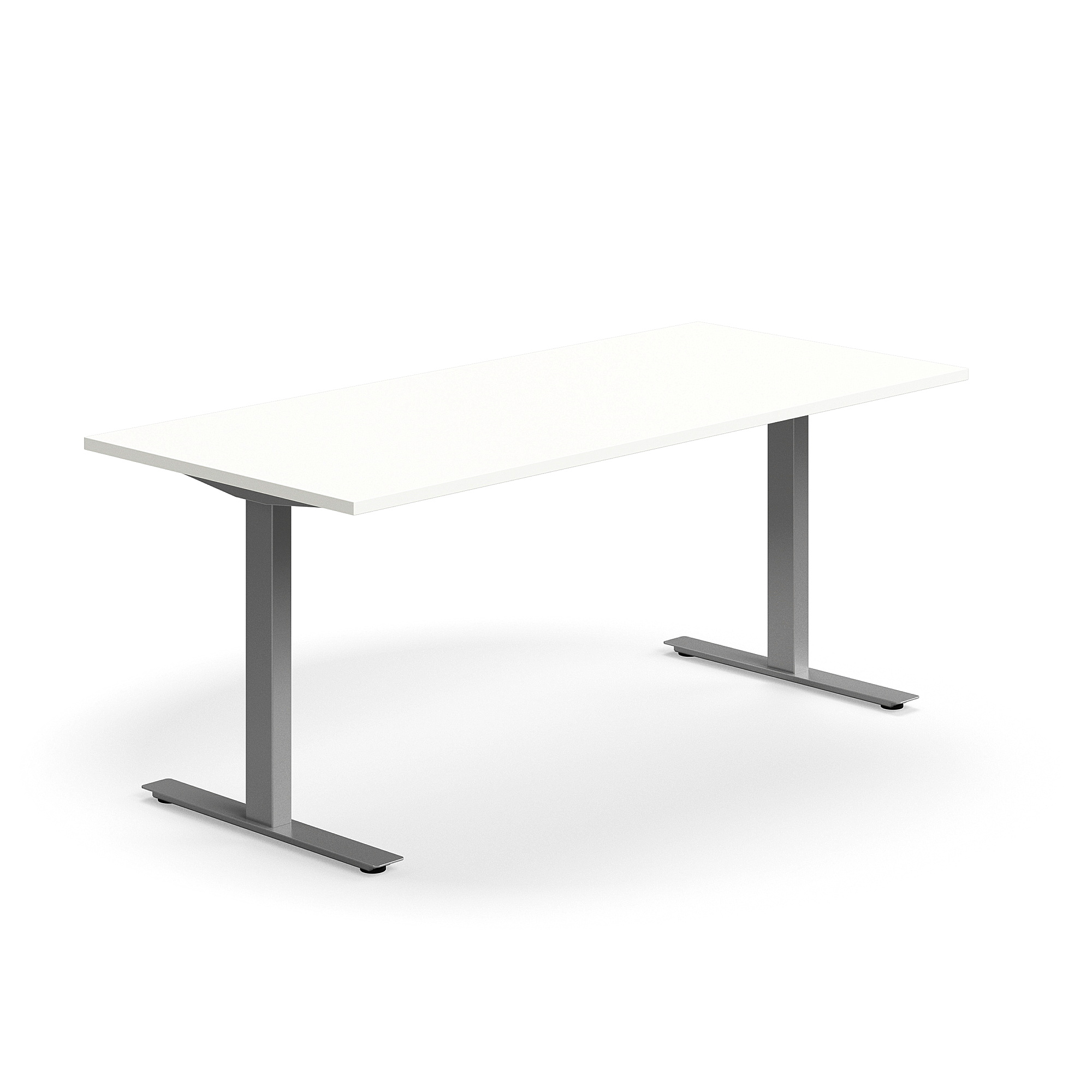 Psací stůl QBUS, T-nohy, 1800x800 mm, stříbrná podnož, bílá
